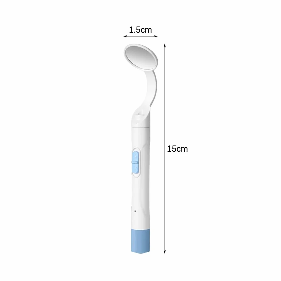 Sarini Paquete de 2 Espejos dentales con luz USB antivaho LED Dual Rosa y Azul