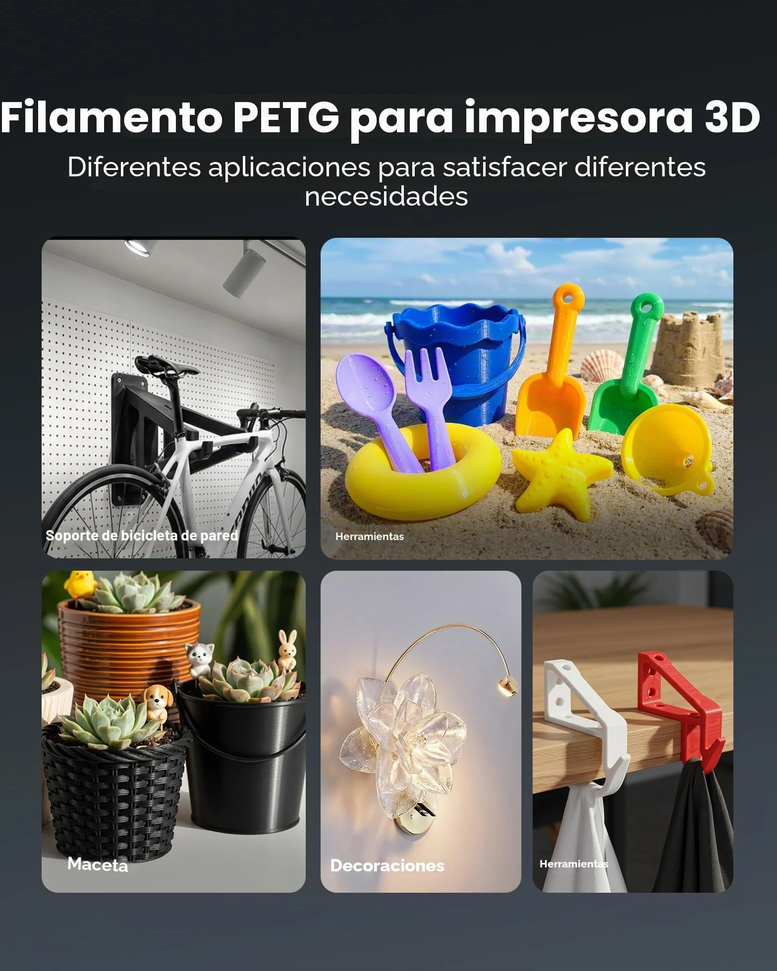 SUNLU PETG Filament 1.75 mm, Filamento para Impresora 3D, Negro, Bobina de 1 kg