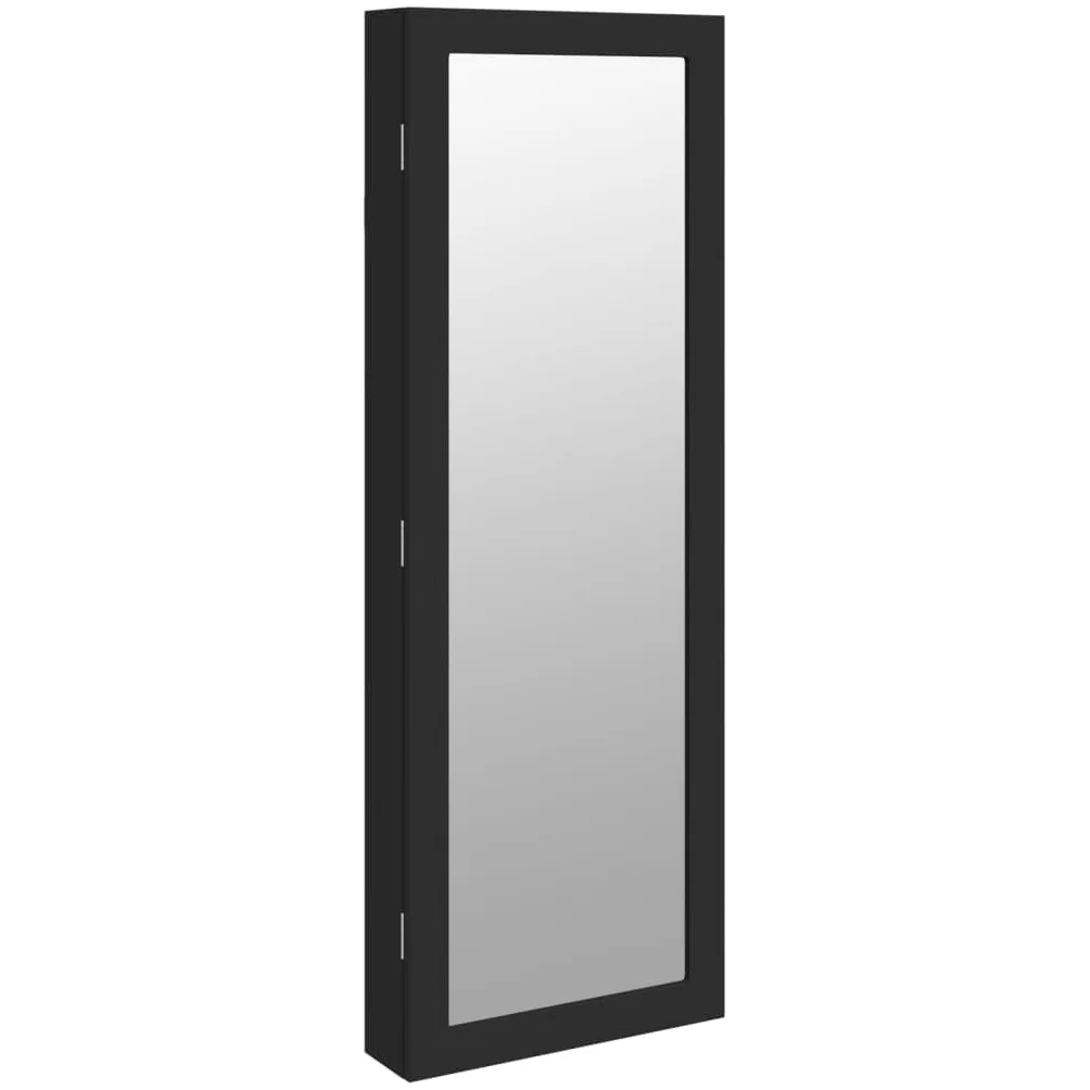 Artículos para el hogar, armario de joyería con espejo con luces LED, montado en la pared, negro, muebles de traje