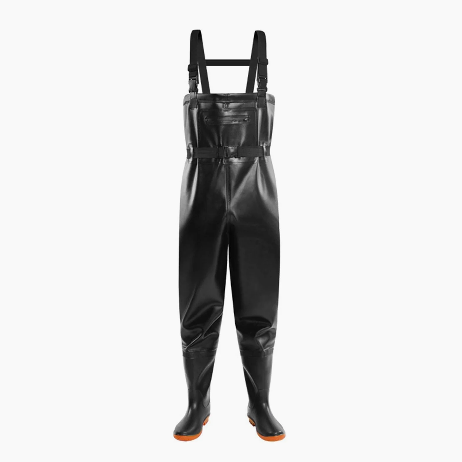 Pantalones largos de trabajo para hombre - Pantalones de vadeo impermeables con botas, mameluco ajustable con bolsillos, pantalones de peto de color sólido para pesca, granjas, trabajos de