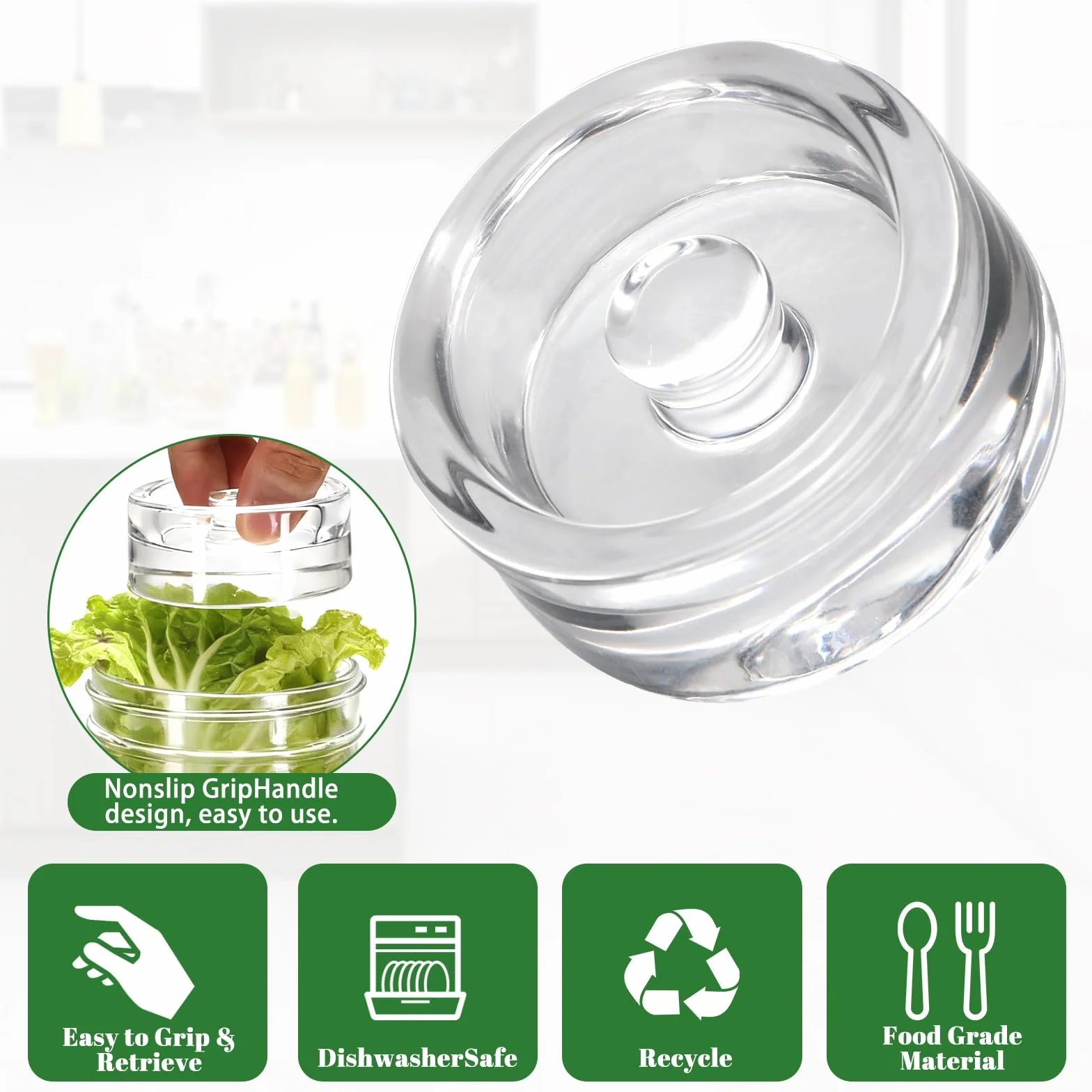 Frasco De Fermentación De Vidrio 1 Litro con Pesas y Bloqueo de Aire Kit para Kimchi Kombucha Chucrut