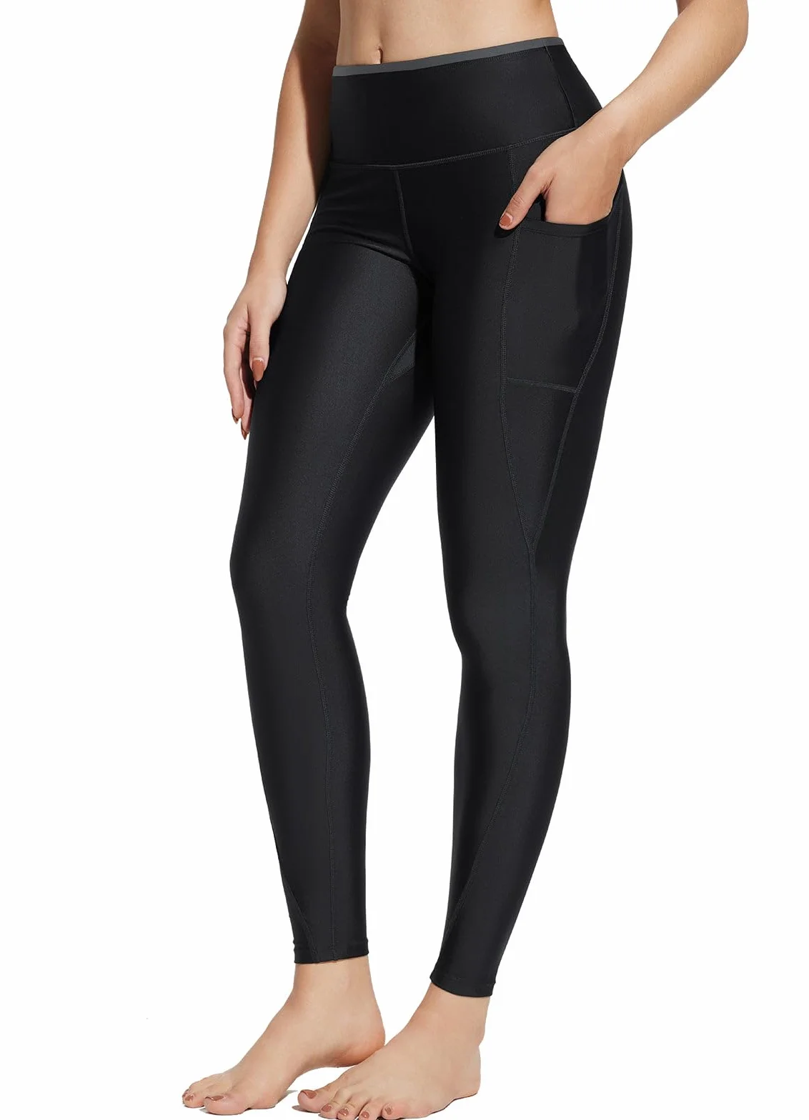 BALEAF Leggings de natación mujer con bolsillos cremallera UPF 50+