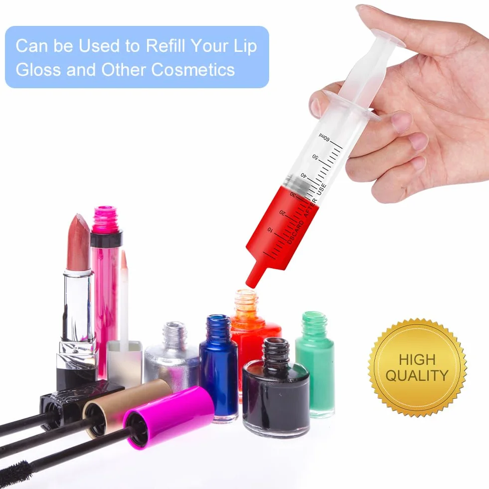 OFFCUP Jeringa de Plástico 60ml 4pcs Jeringas Medidoras con Tapa Reutilizable para Laboratorios