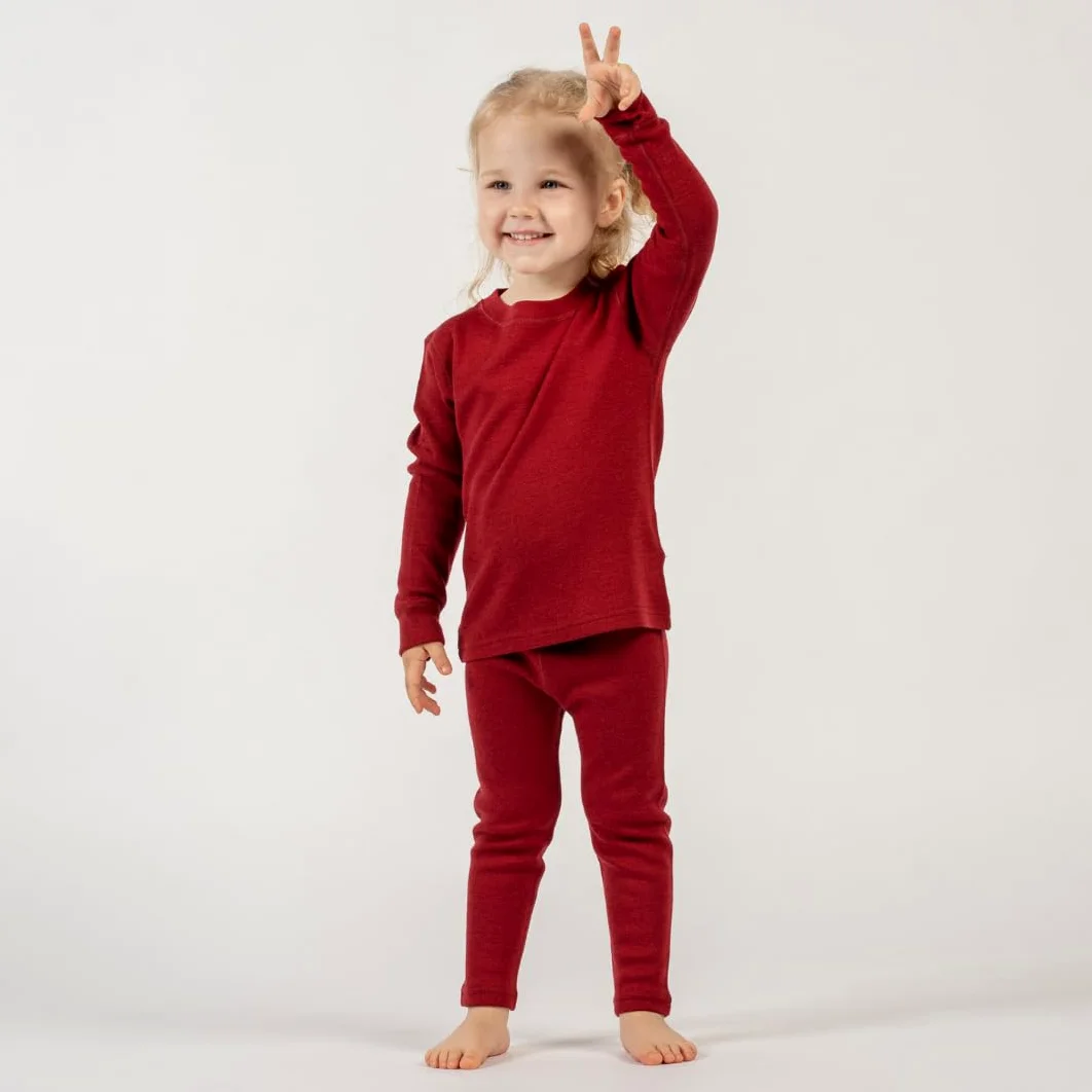 menique Conjunto de capa base térmica para niños Merino Unisex manga larga Top & Leggings