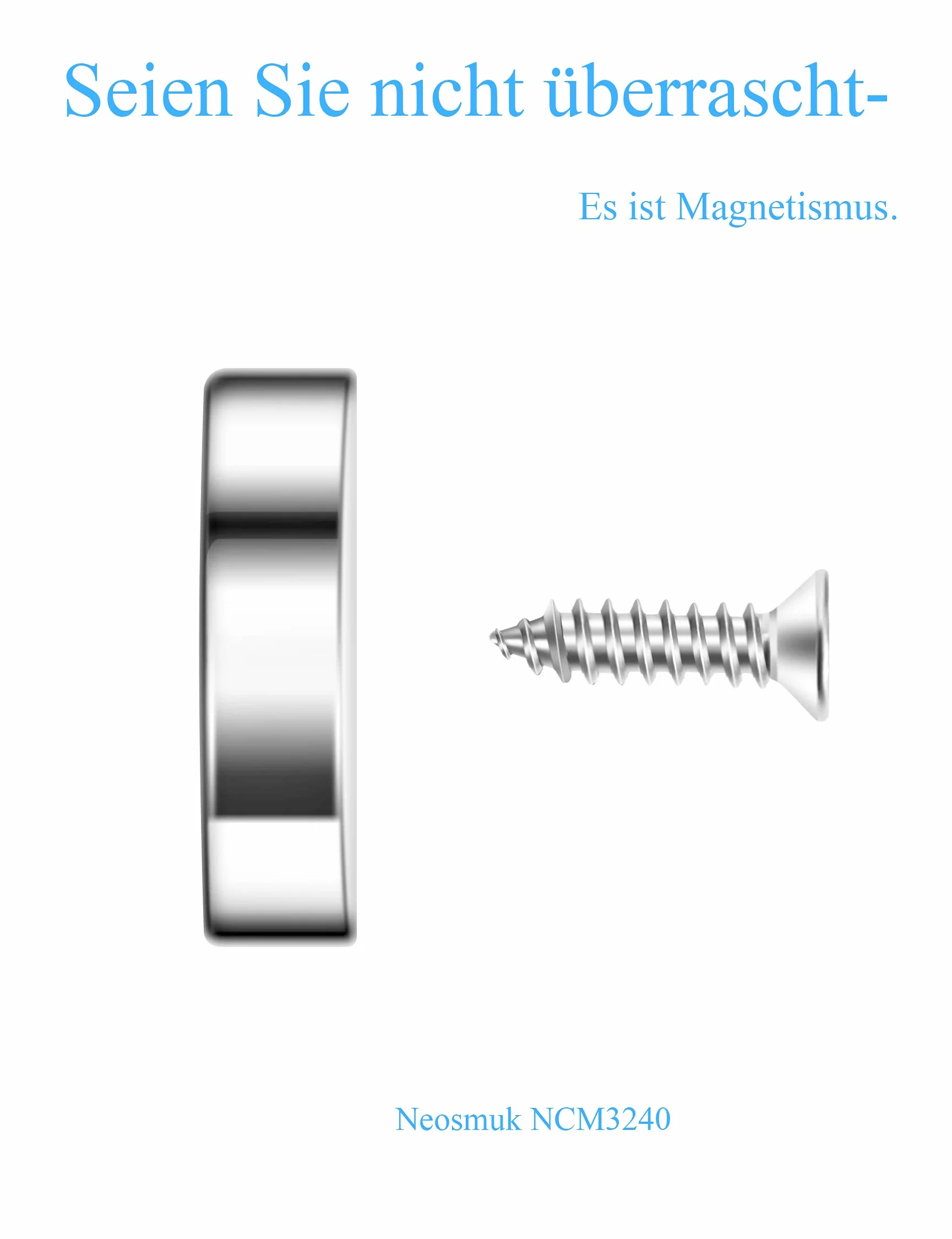 Neosmuk Imanes con agujero avellanado 32 mm base magnética fuerte acero inoxidable