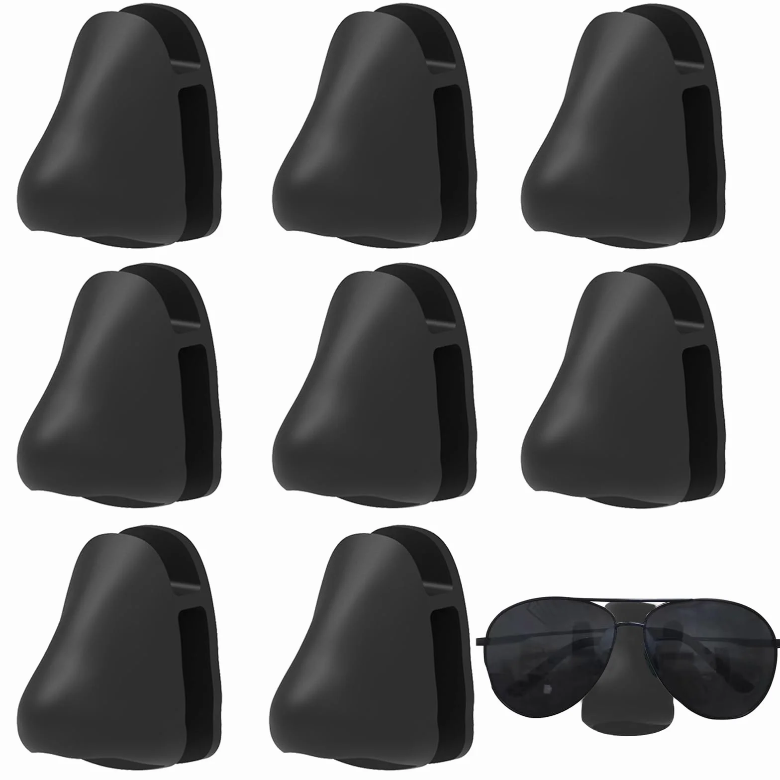 Soporte para gafas de pared autoadhesivo, 8 unidades, organizador de almacenamiento, negro