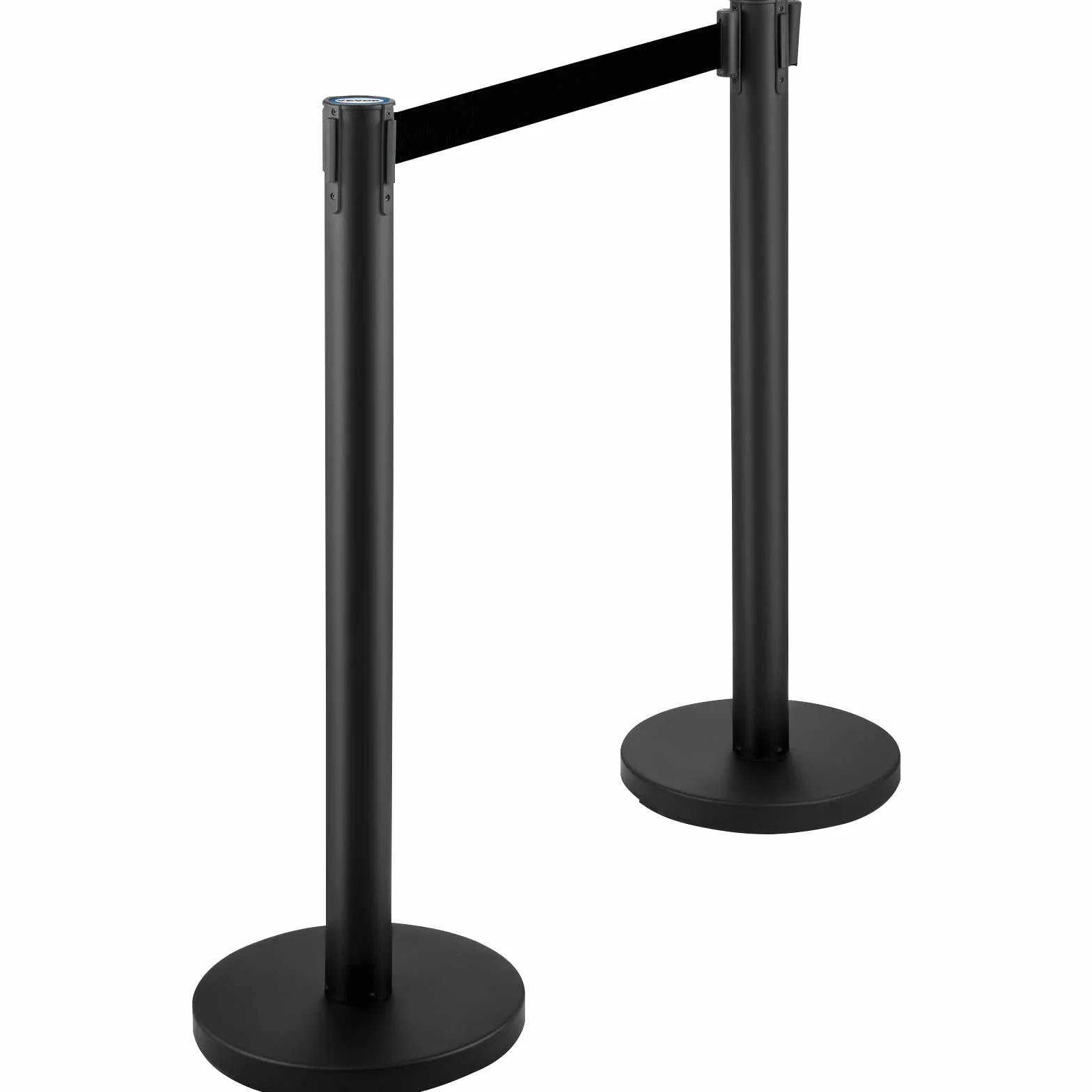 VEVOR Postes Separadores 4 piezas 90 cm Negros Poste Separador con Cinta Extensible 2 m Conexión 4 Vías 22 kg Postes de Barrera Control Multitudes Retráctiles Base Estable