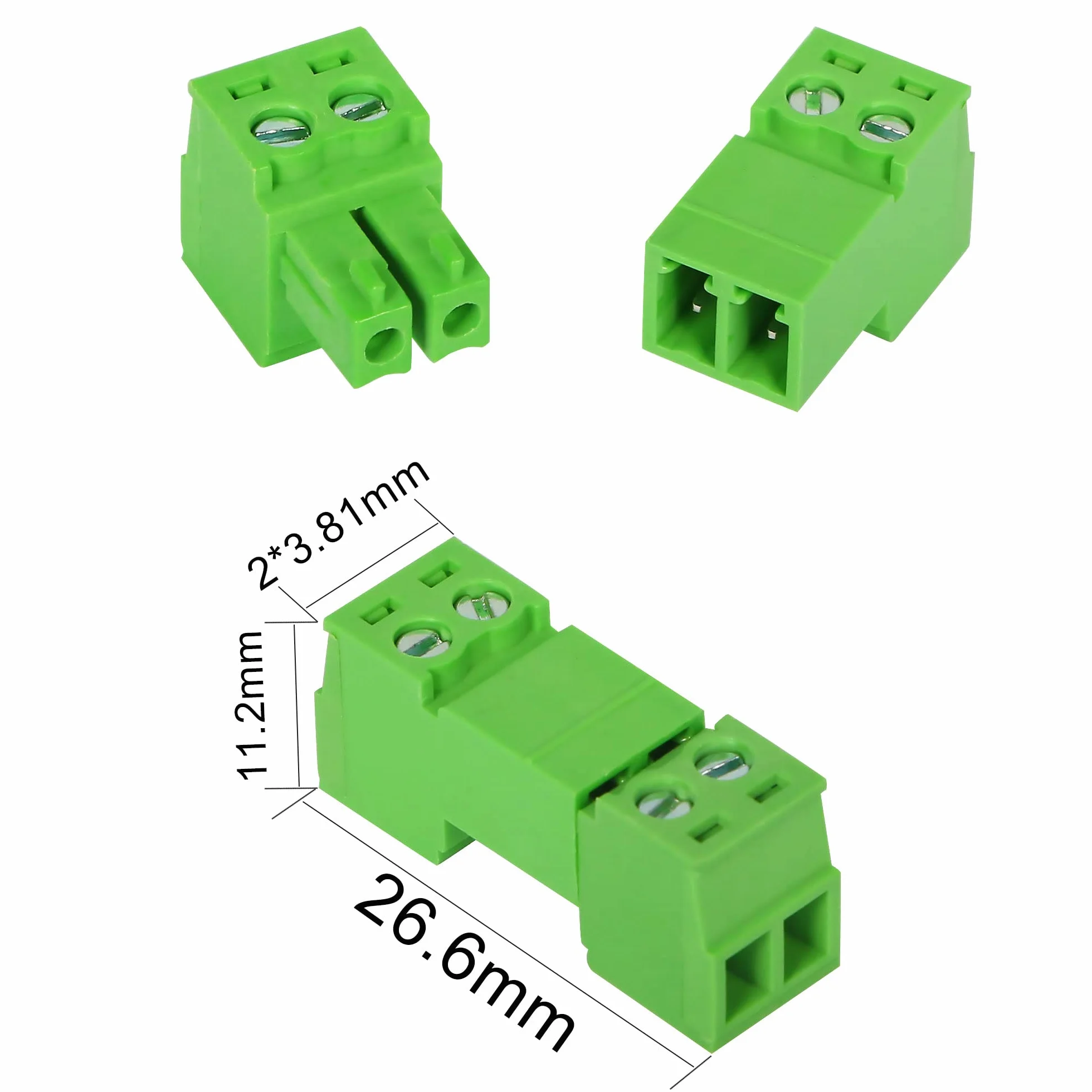 GINTOOYUN 5 conjuntos Phoenix conector 2 pines 300V 3.81mm bloque de terminales de circuito de puesta a tierra PCB tornillos