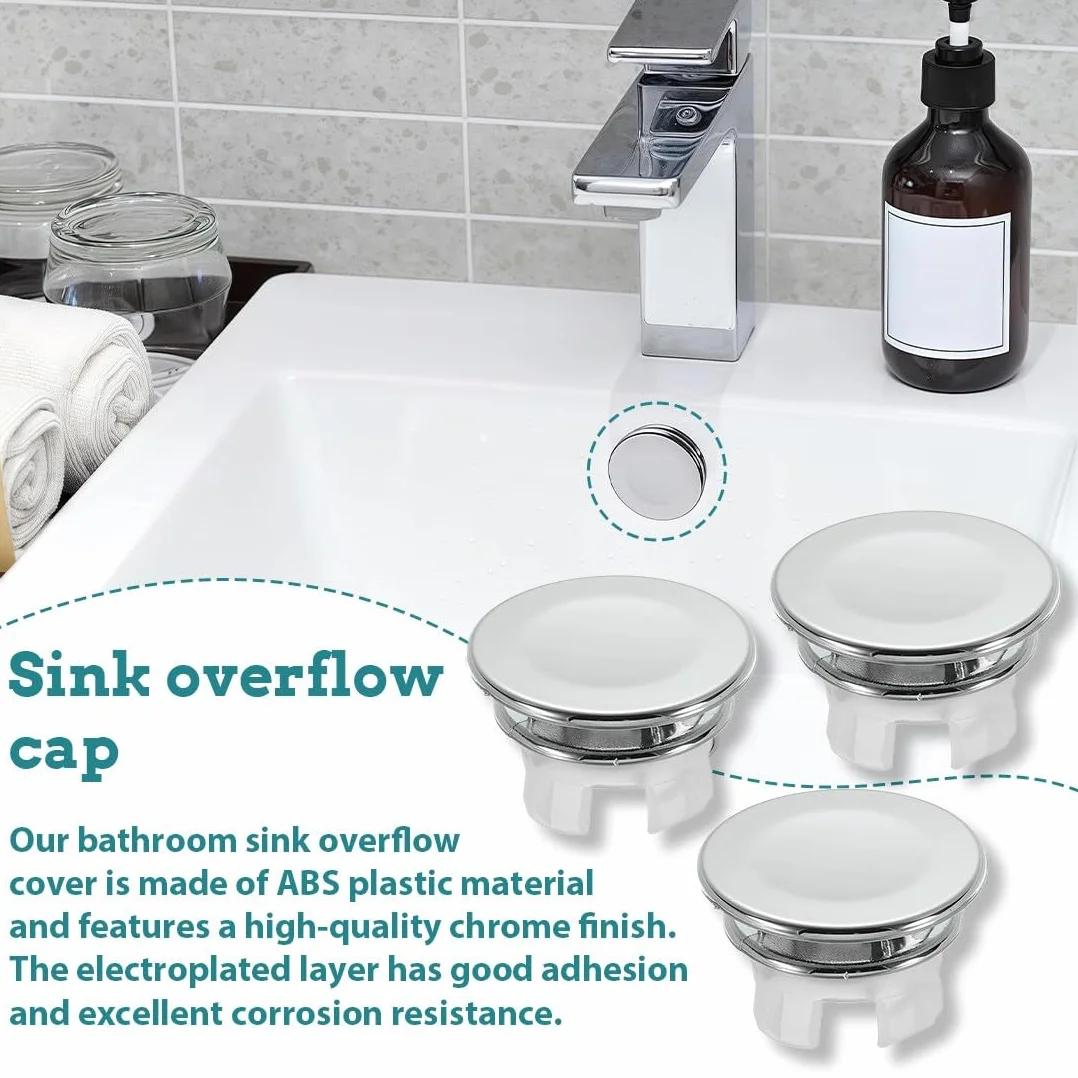Embellecedor Lavabo Agujero, Tapa Rebosadero Lavabo, Anillo Desbordamiento, 9 Piezas para Baño o Cocina
