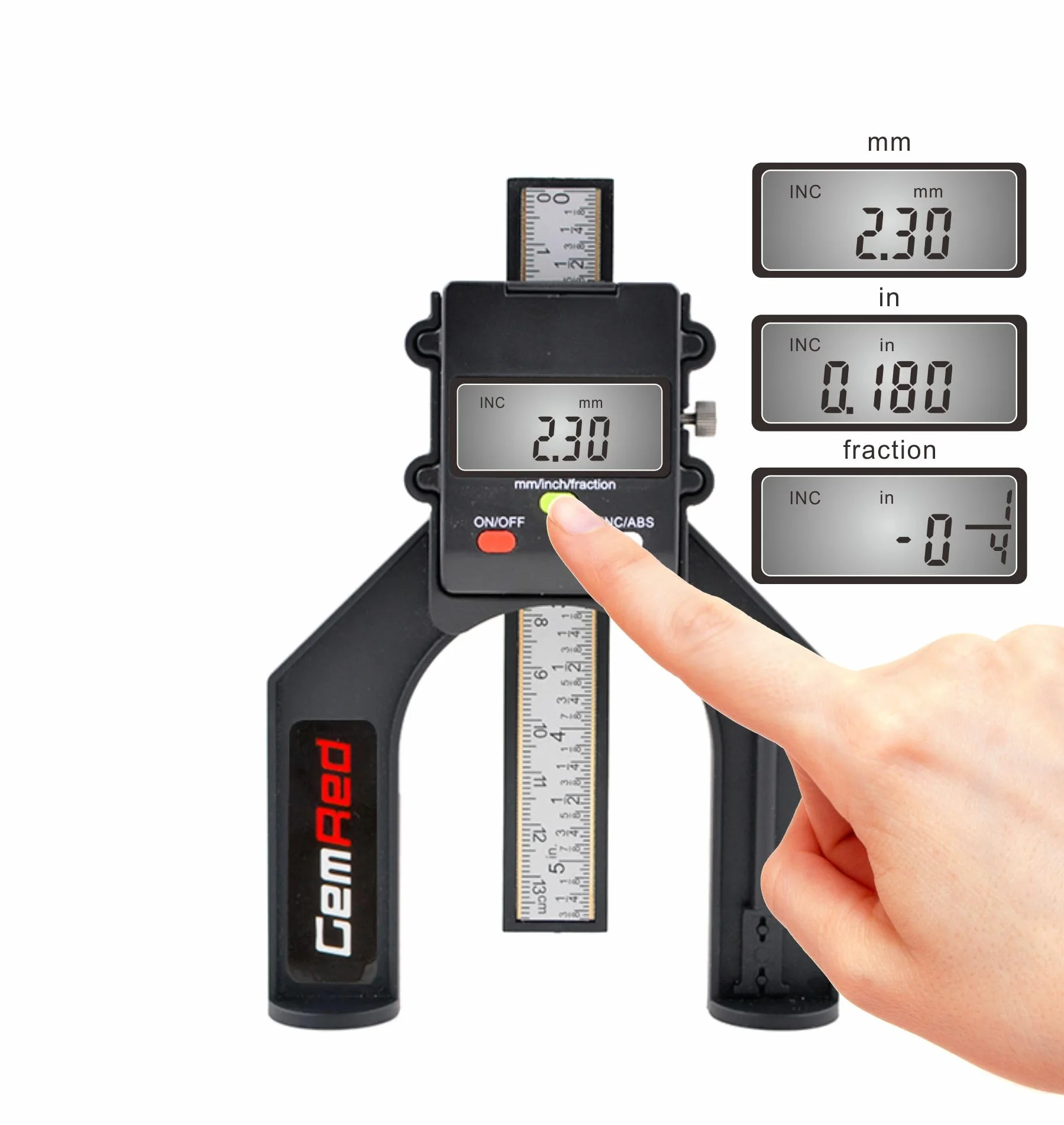 GemRed Medidor de profundidad digital altímetro precisión 0-80 mm pies magnéticos para mesa de fresado carpintería