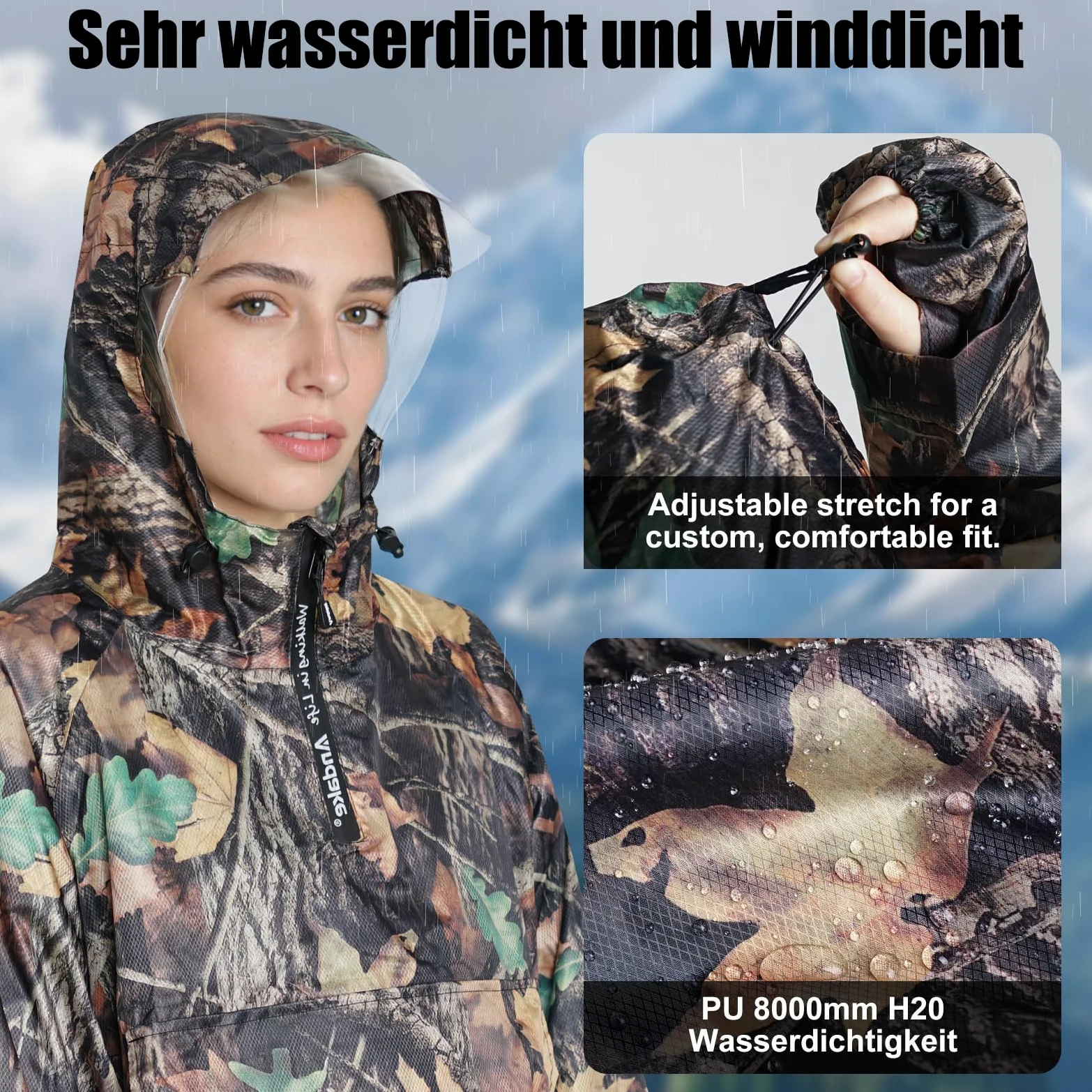 Andake Chubasquero impermeable, ligero y portátil, con mangas, unisex, material resistente a las grietas, adecuado para actividades al aire libre, ciclismo, senderismo, pesca