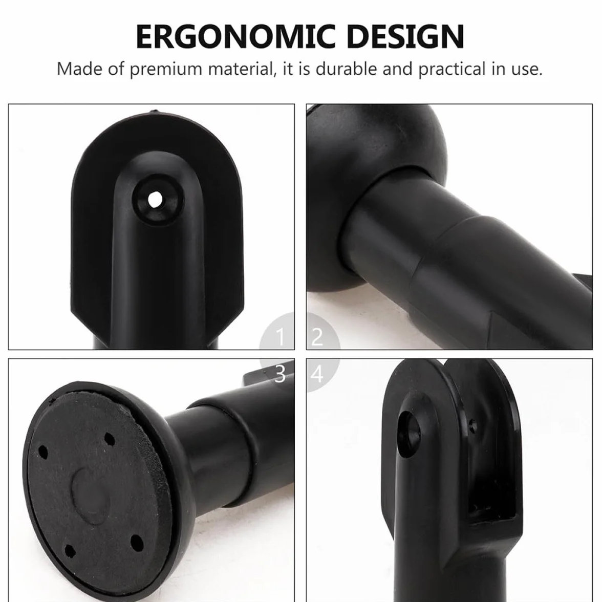 LIFKOME 2 Soportes de Plástico Negro para Mampara de Baño Altura Ajustable Resistente Corrosión
