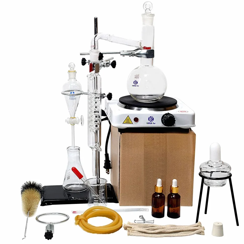 Kit de Destilación y Extracción de Aceite Esencial 500 ml con Estufa de Aire Caliente