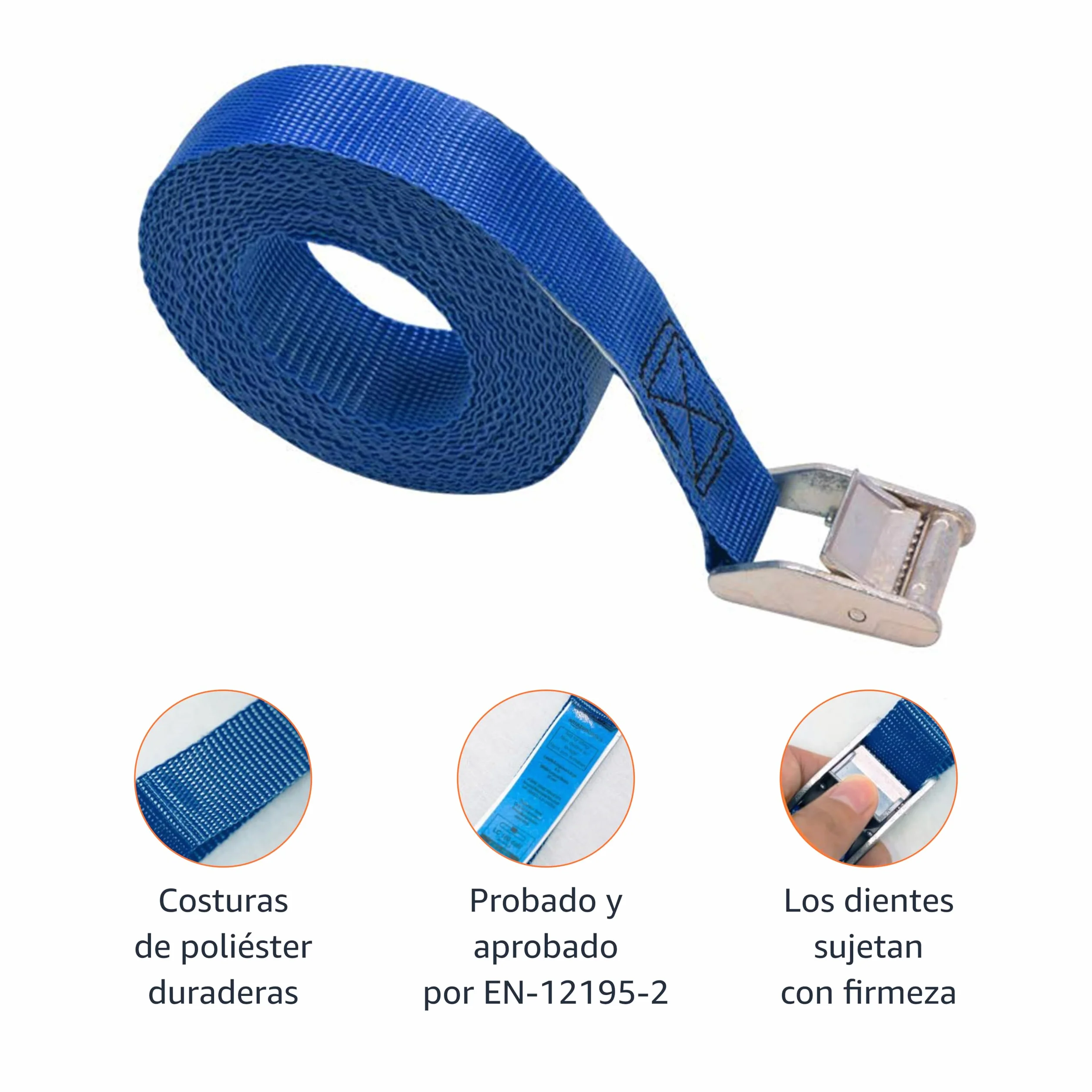 Amazon Basics Correa de Amarre 2.5 m 25 mm 150 kg Azul Paquete de 1