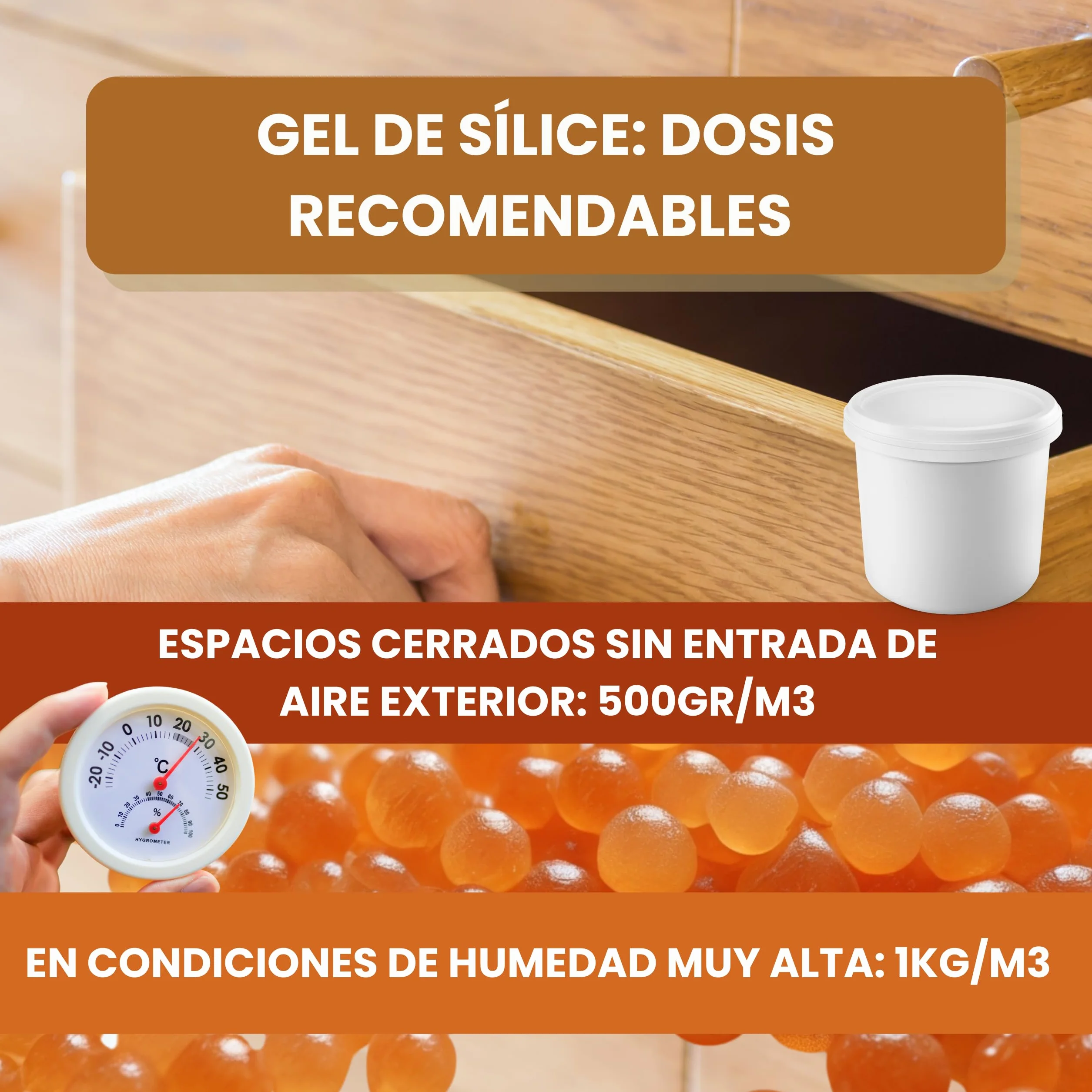 Gel de Sílice Naranja Indicador Humedad 5KG Antihumedad Natural