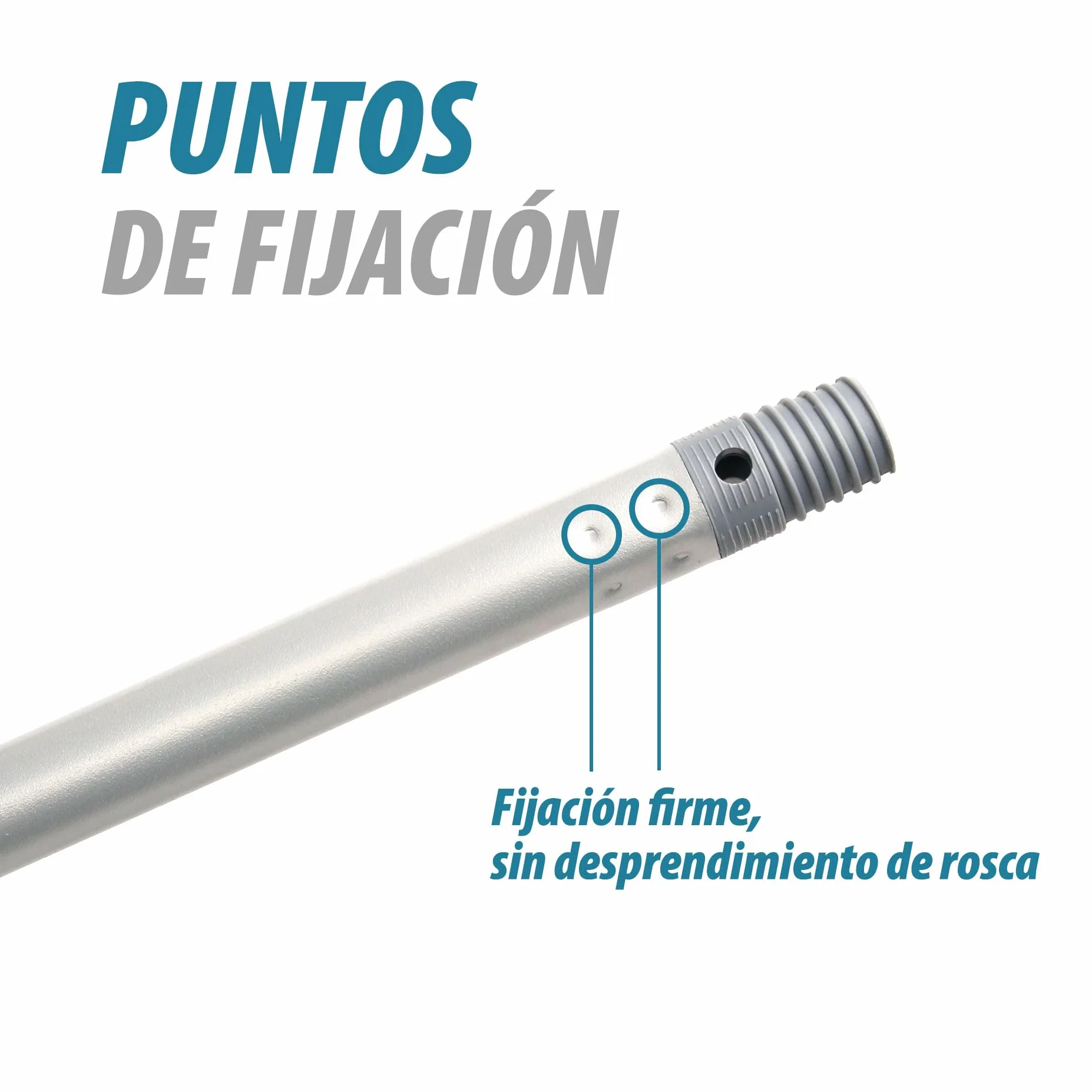 Maya Palo de Fregona y Escoba Extensible PP 85-150 cm Mango con Anclaje para Mopa Repuesto Telescópico Limpieza Rosca Universal Maneta Rotatoria