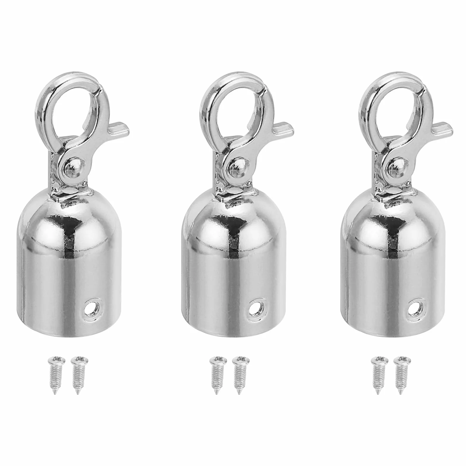 PATIKIL 0.8"x2" Topes Para Extremos De Cuerda De Poste, 3 Paquetes, Ganchos, Color Plateado