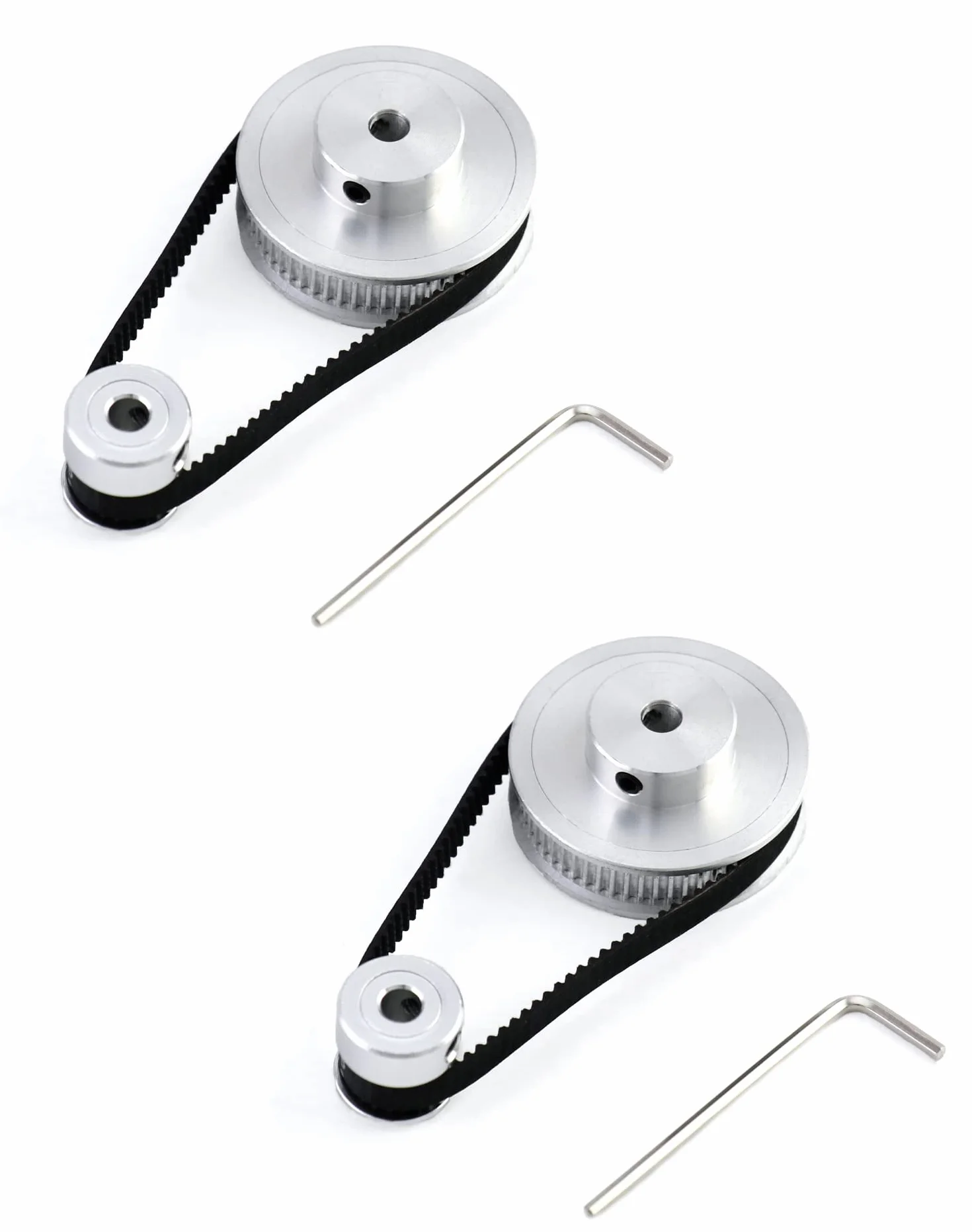 QWORK Juego de Polea Sincronización GT2 para Impresora 3D, 20 y 60 Dientes 5mm, 2 Juegos