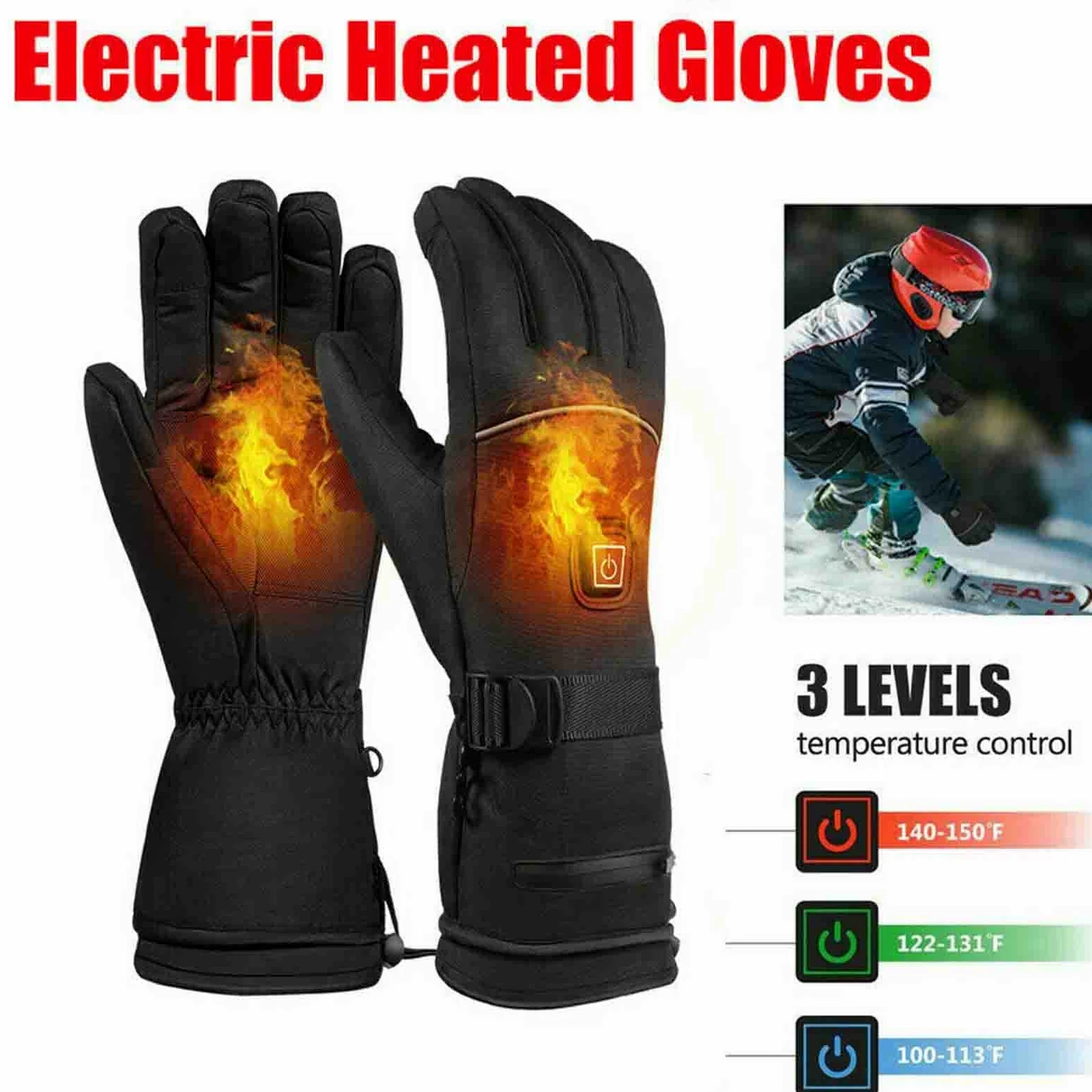CHEWYNP Guantes Calentadores de Manos, Guantes térmicos eléctricos de Invierno, Guantes de calefacción con batería, Guantes térmicos cálidos para Mensajes de Texto con Pantalla táctil para