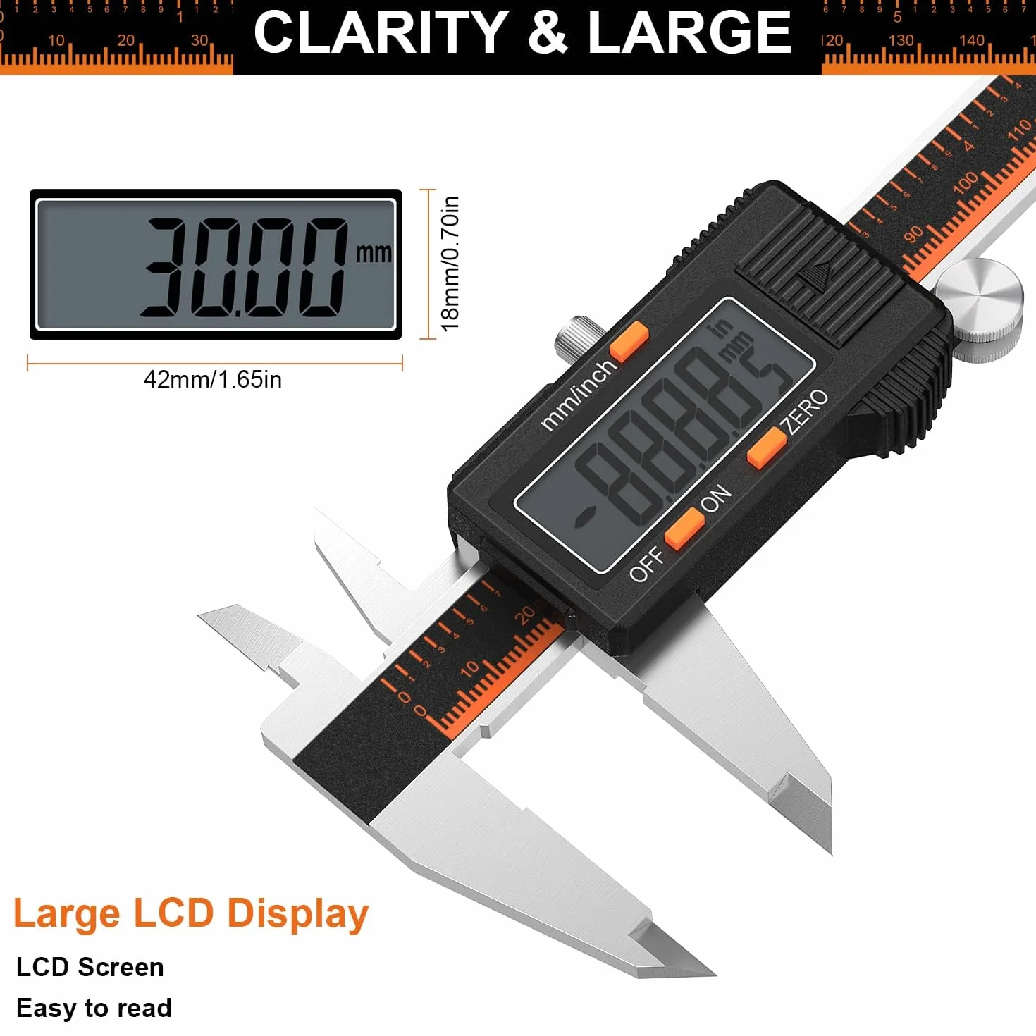 HARDELL Calibre Digital 150mm Pie de Rey Acero Inoxidable con Pantalla LCD