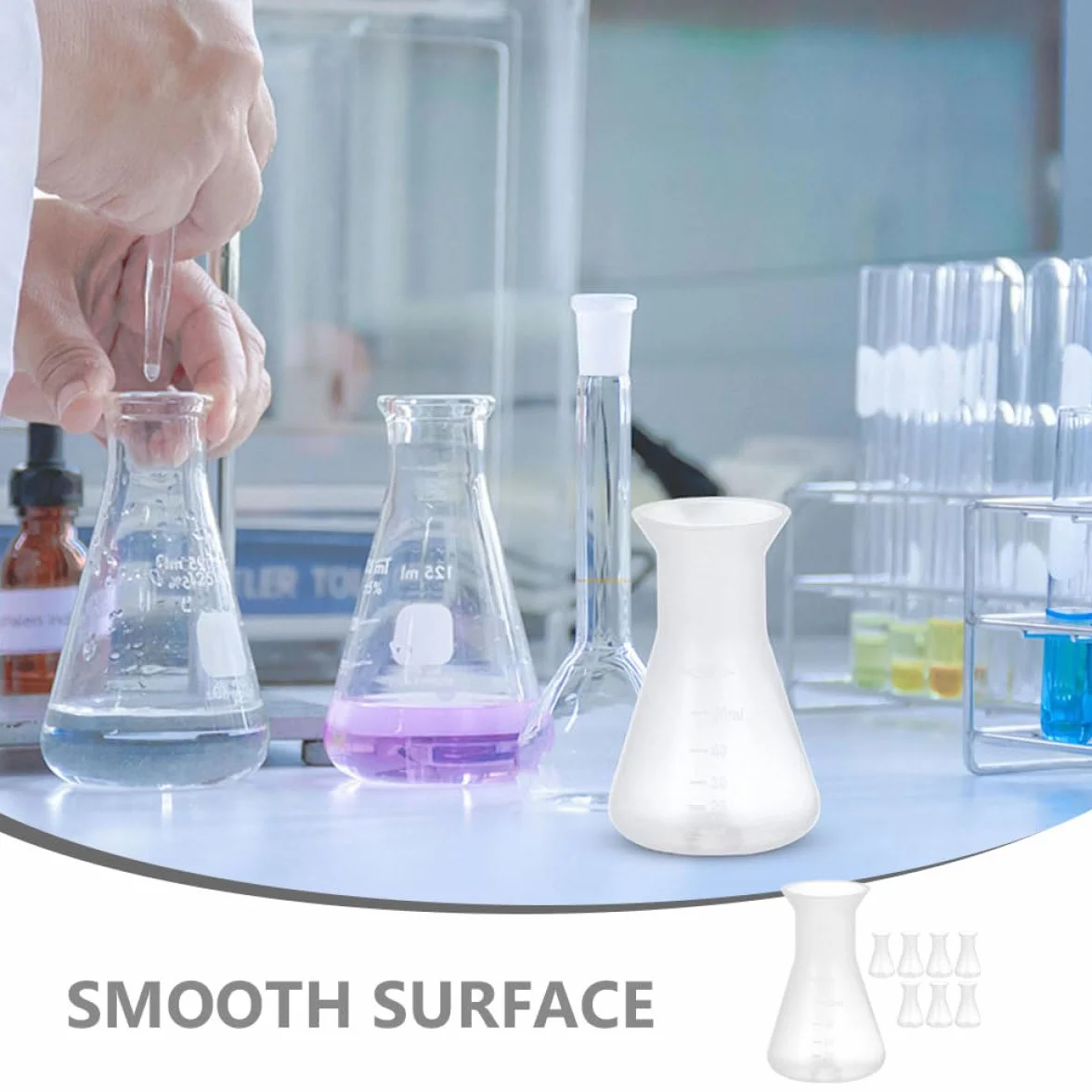 Matraz Erlenmeyer 50ml PP Cónico Antiderrame Juego de 8 para Laboratorio