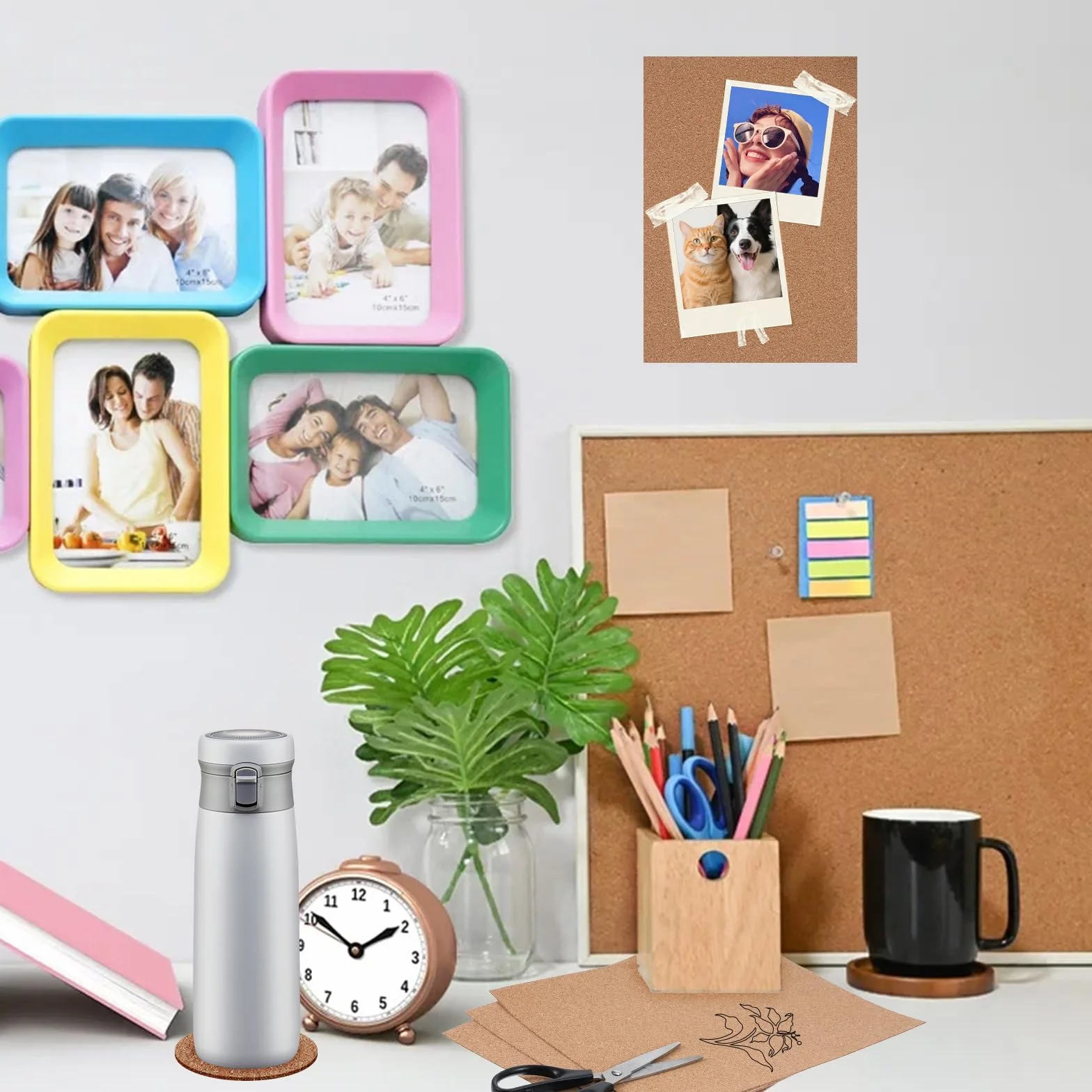 Nogeqi 6 placas de corcho autoadhesivas 30x21 cm 1 mm para pared decoración manualidades