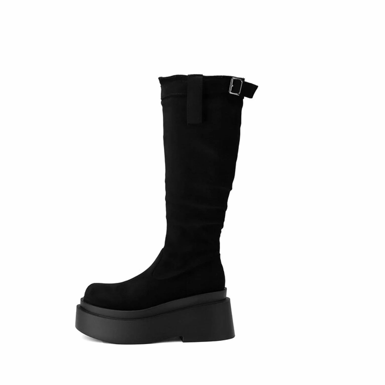 Botas Altas hasta la Rodilla con Plataforma y Punta Cuadrada para Mujer, Botas de Media Pantorrilla para otoño e Invierno, Botas Vaqueras Occidentales, Botas de Montar