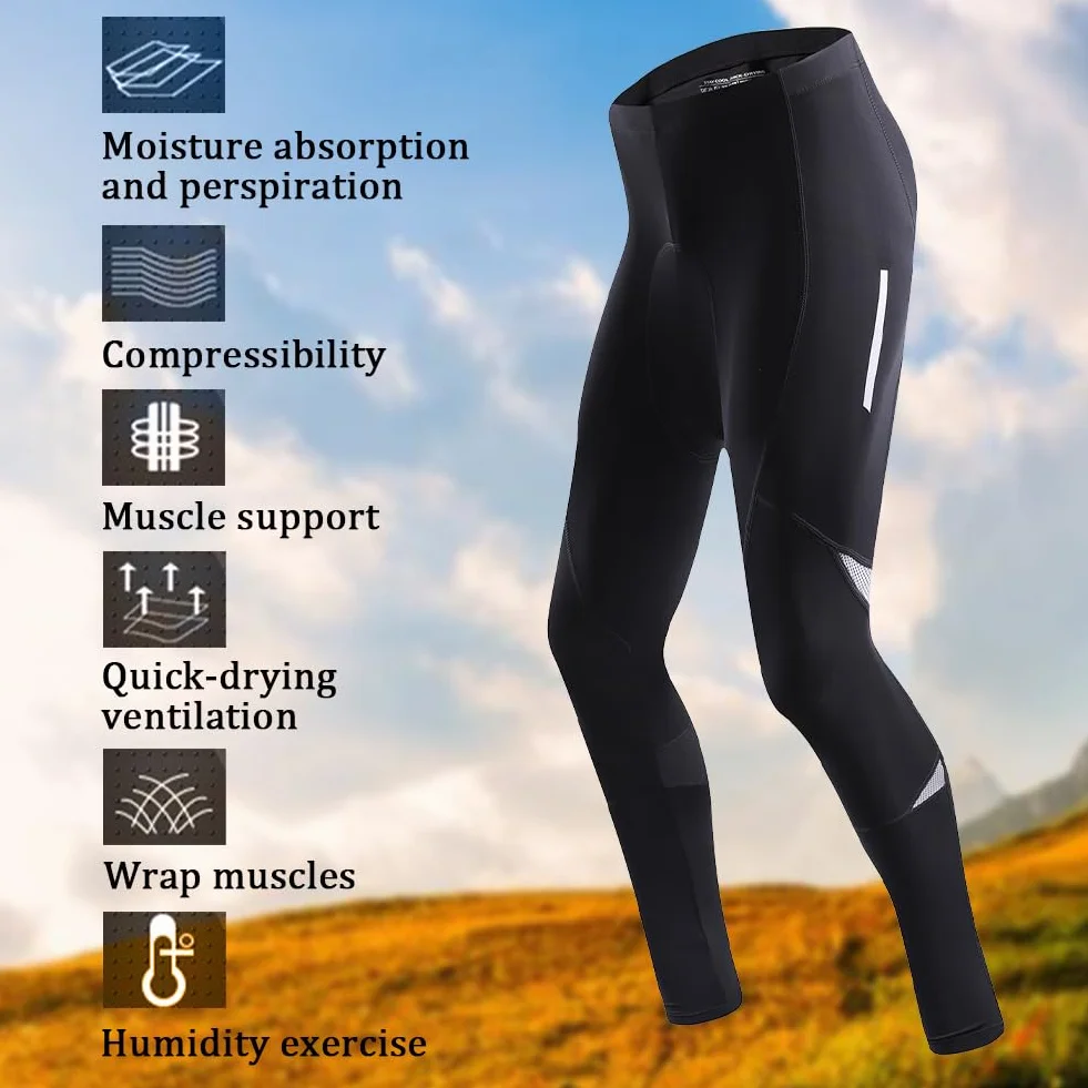 NuCamper Pantalones Largo Compresion MTB Hombre Ciclismo Culotte Transpirables Elásticos