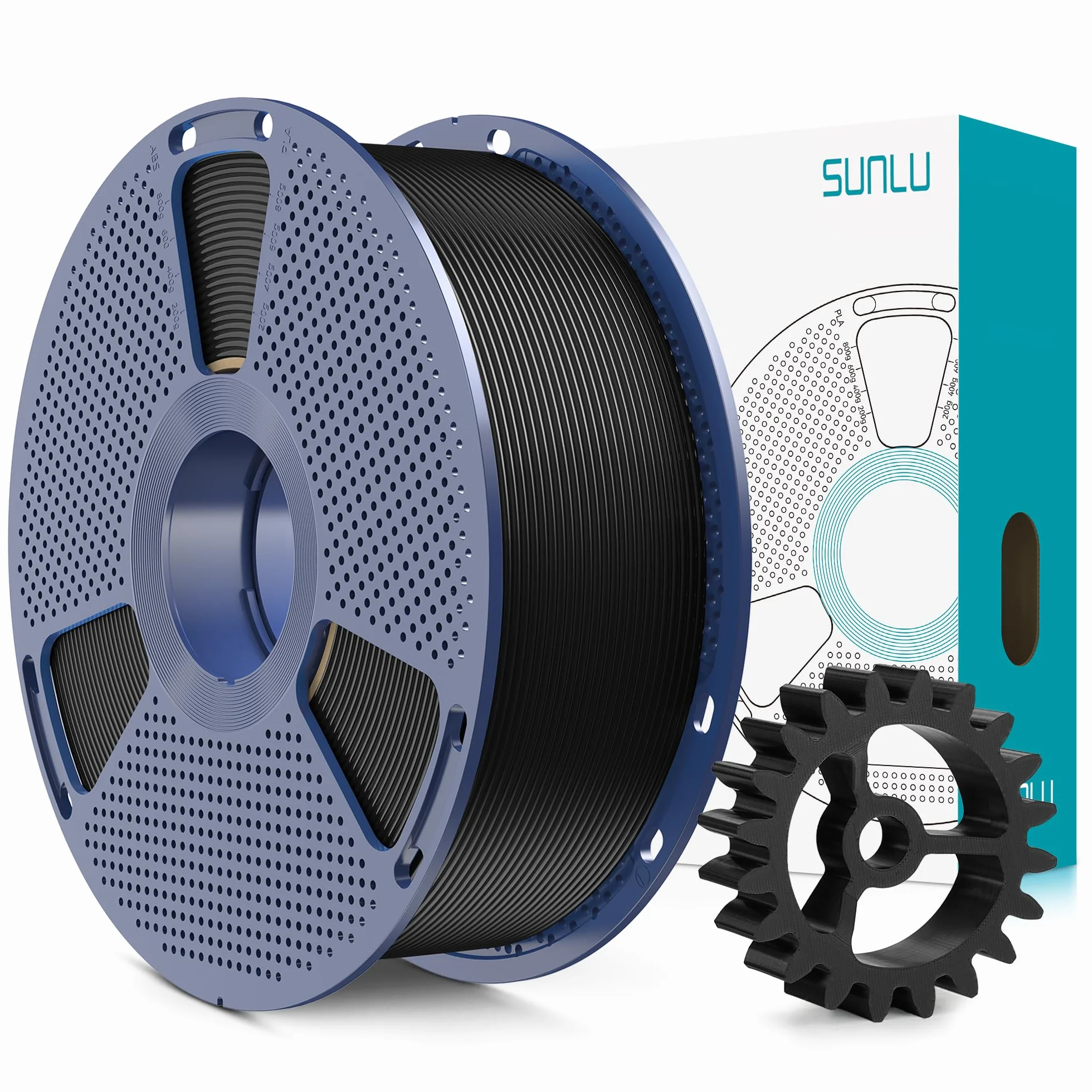 SUNLU Filamento PLA+ 1.75 mm Negro 1KG Precisión dimensional +/- 0.02mm para Impresoras 3D