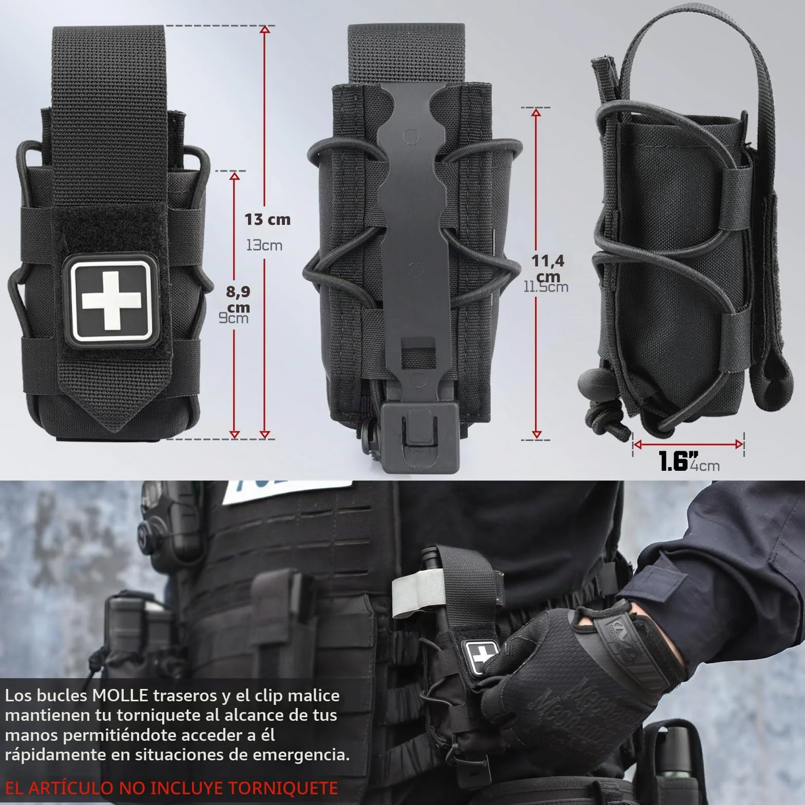 WYNEX Soporte para torniquete MOLLE IFAK TQ Holder Tactical Medical Pouch Holster Kit de primeros auxilios