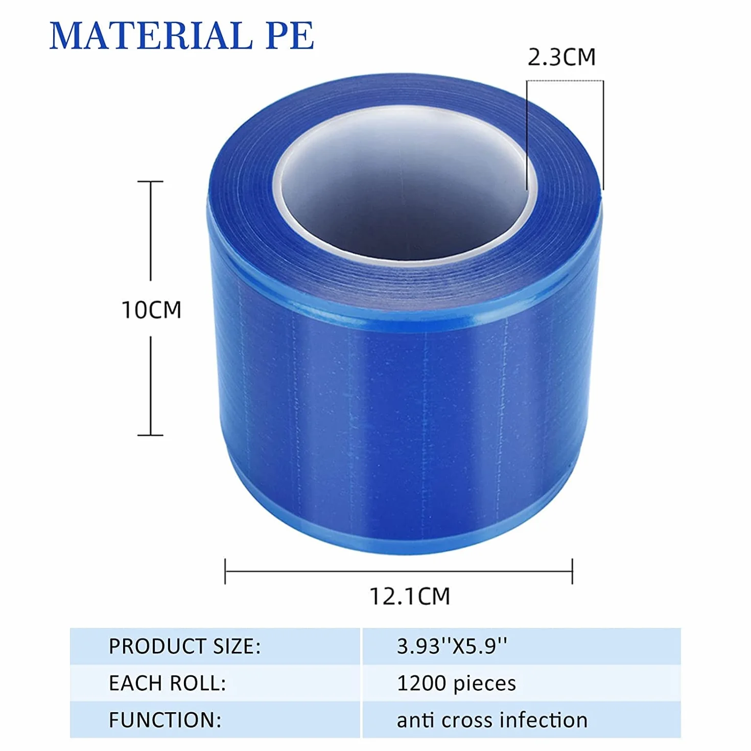 Película de barrera Unihubys 1200 hojas 4" x 6" PE desechable dental protectora con dispensador