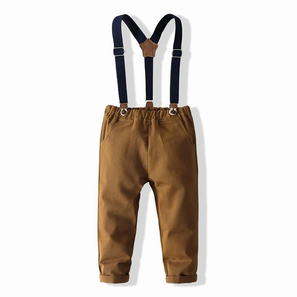 YUN HAO Ropa para bebé niño con corbatín, camisas y pantalones de tirantes, 3 piezas