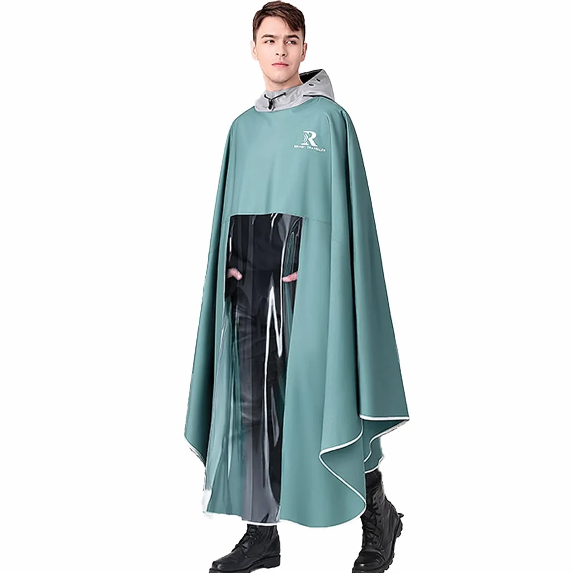 Poncho de capa de lluvia for bicicleta, cubierta for patinete eléctrico, impermeable, resistente al viento, Unisex con capucha(Green,Medium)
