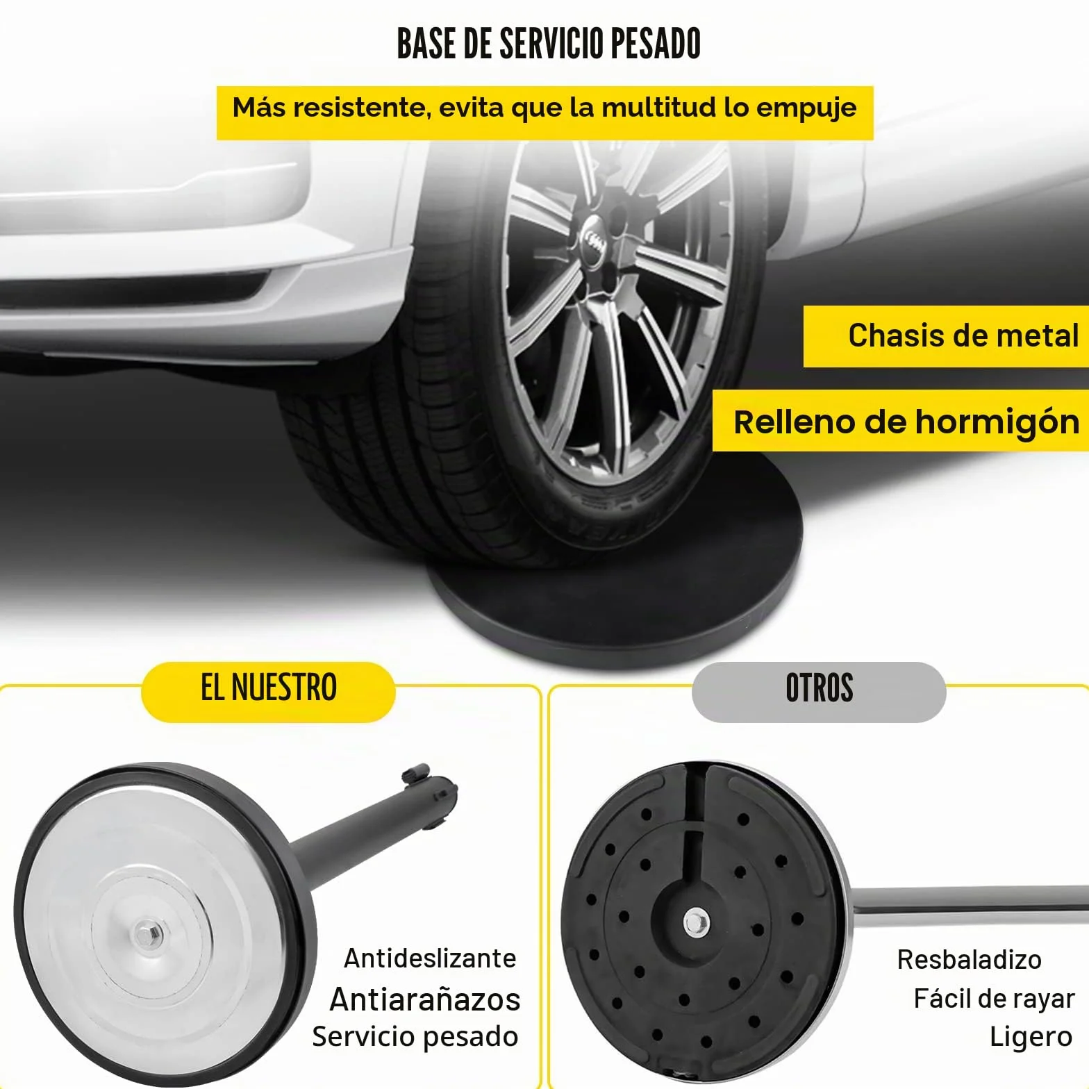 VEVOR Postes Separadores 4 piezas 90 cm Negros Poste Separador con Cinta Extensible 2 m Conexión 4 Vías 22 kg Postes de Barrera Control Multitudes Retráctiles Base Estable