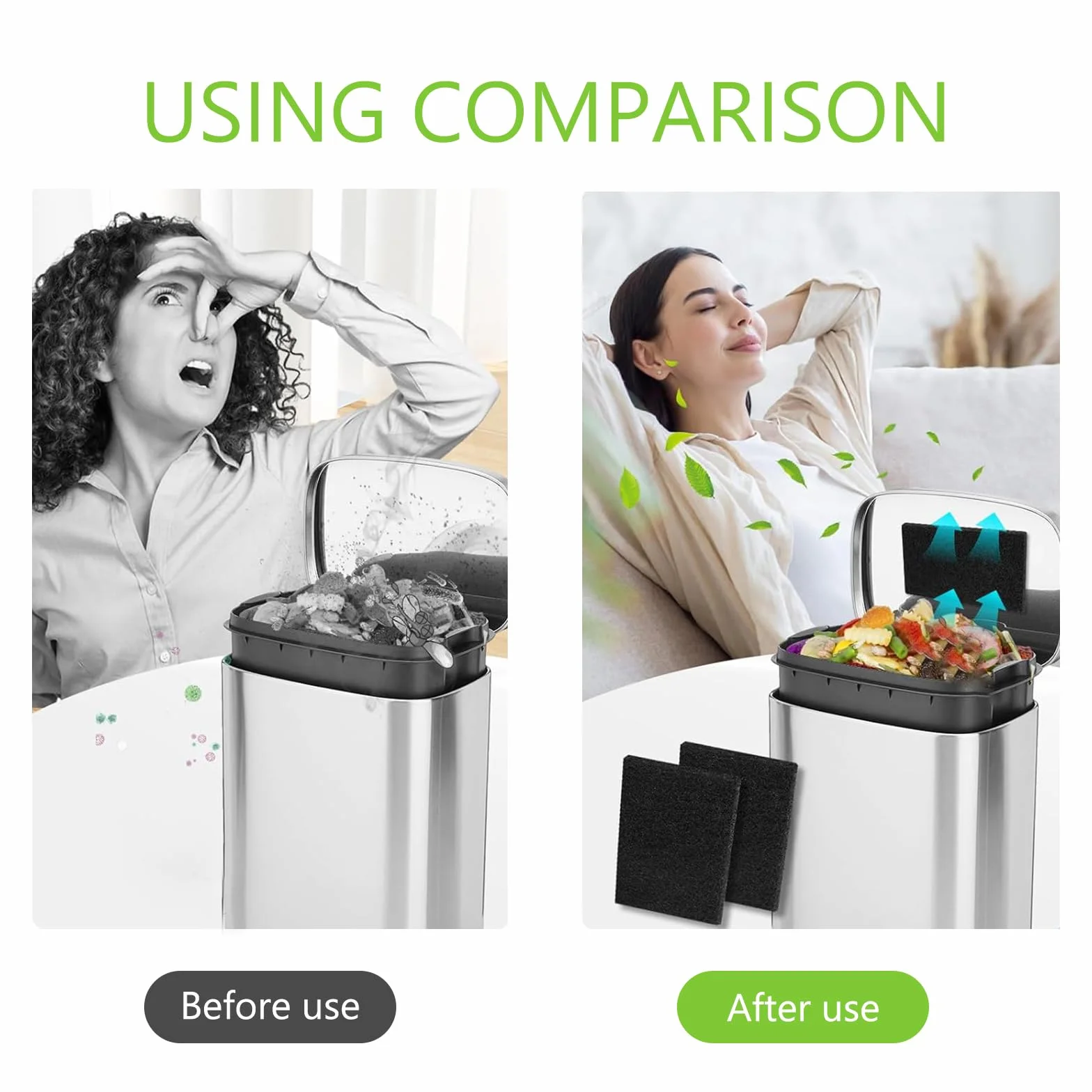 Filtros de carbón Activado Antiolor Cuadrados compatibles con Joseph Food Waste Caddy, Filtro para Cubos de Repuesto para Cocina de Interior