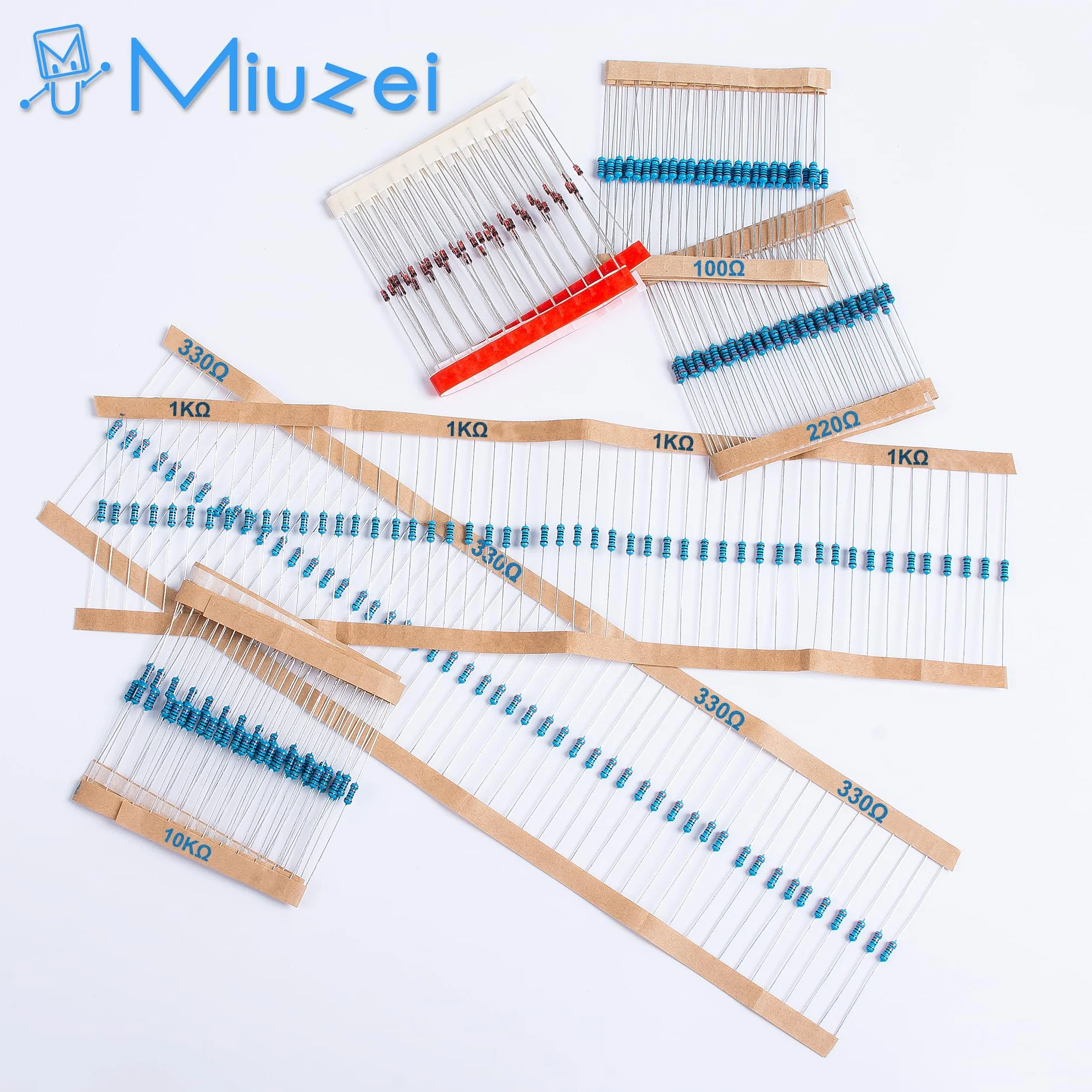 Miuzei 1475 Piezas Surtido de Resistencias Electronica Kit 1/4W ±1% 0 Ohm a 5.6M Ohm alta precisión