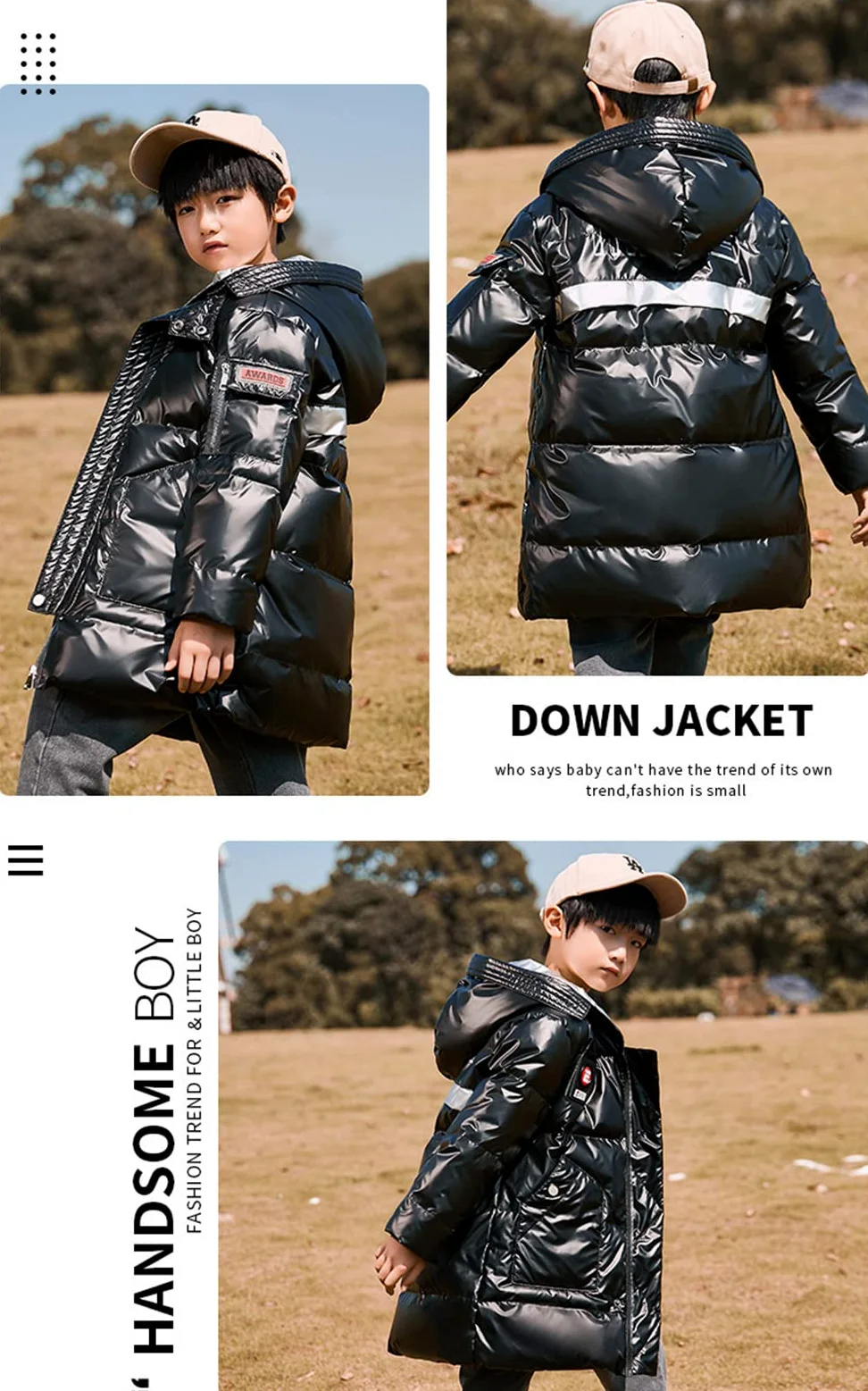 Niños Abrigo de Invierno con Capucha de Largo Medio Caliente Chaqueta Parka Plumas para Niño