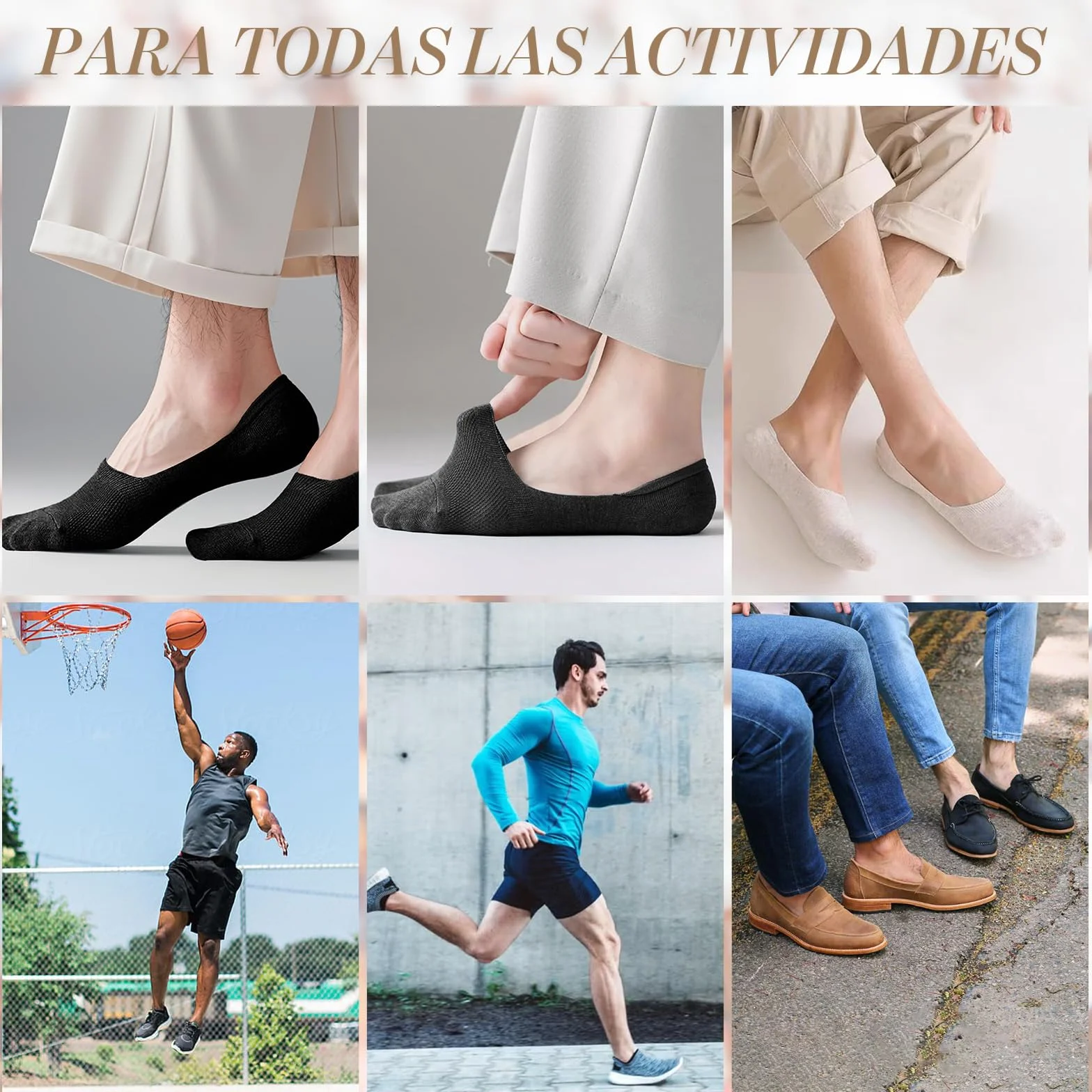 10 Pares Calcetines Invisibles Hombre y Mujer EU 39-45, Calcetines Transpirables Pinkies en Algodón Calcetines Cortos con Antideslizantes Silicona para Verano
