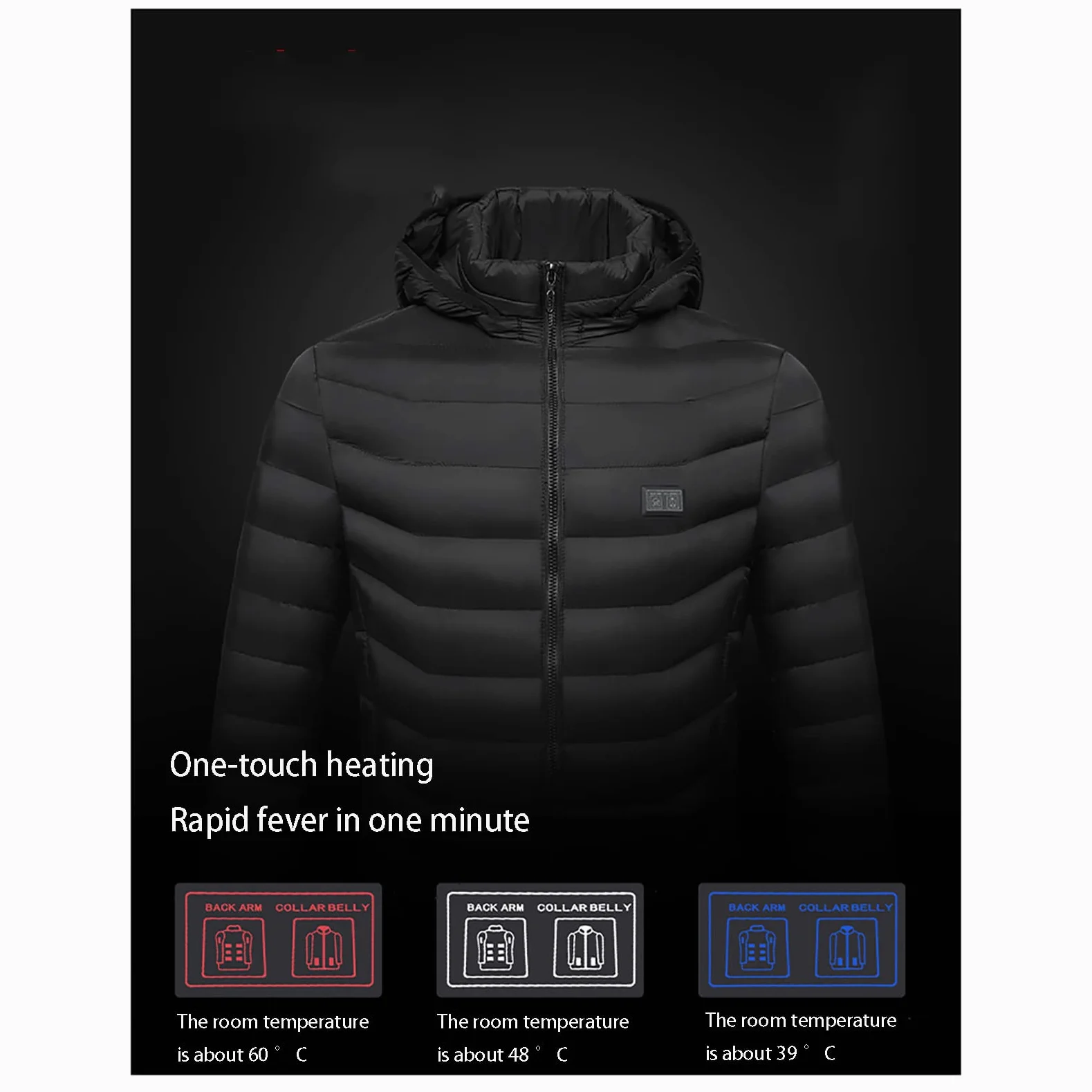CUTTE Chaqueta Térmica Inteligente de Invierno para Hombre Resistente al Agua con Calefacción Eléctrica USB Chaqueta Acolchada Abrigo Ropa de Abrigo con Control Dual para la Fiebre