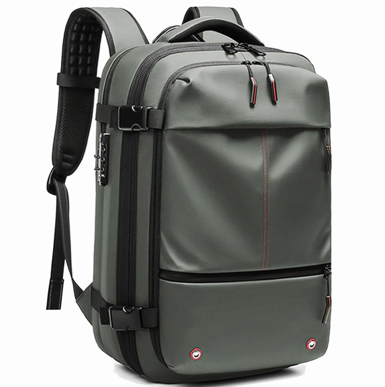 Genérico Mochila de viaje al vacío con bomba – Mochila de compresión de cabina con airbag, antirrobo e impermeable, ampliable hasta 60L para hombre y mujer,Green