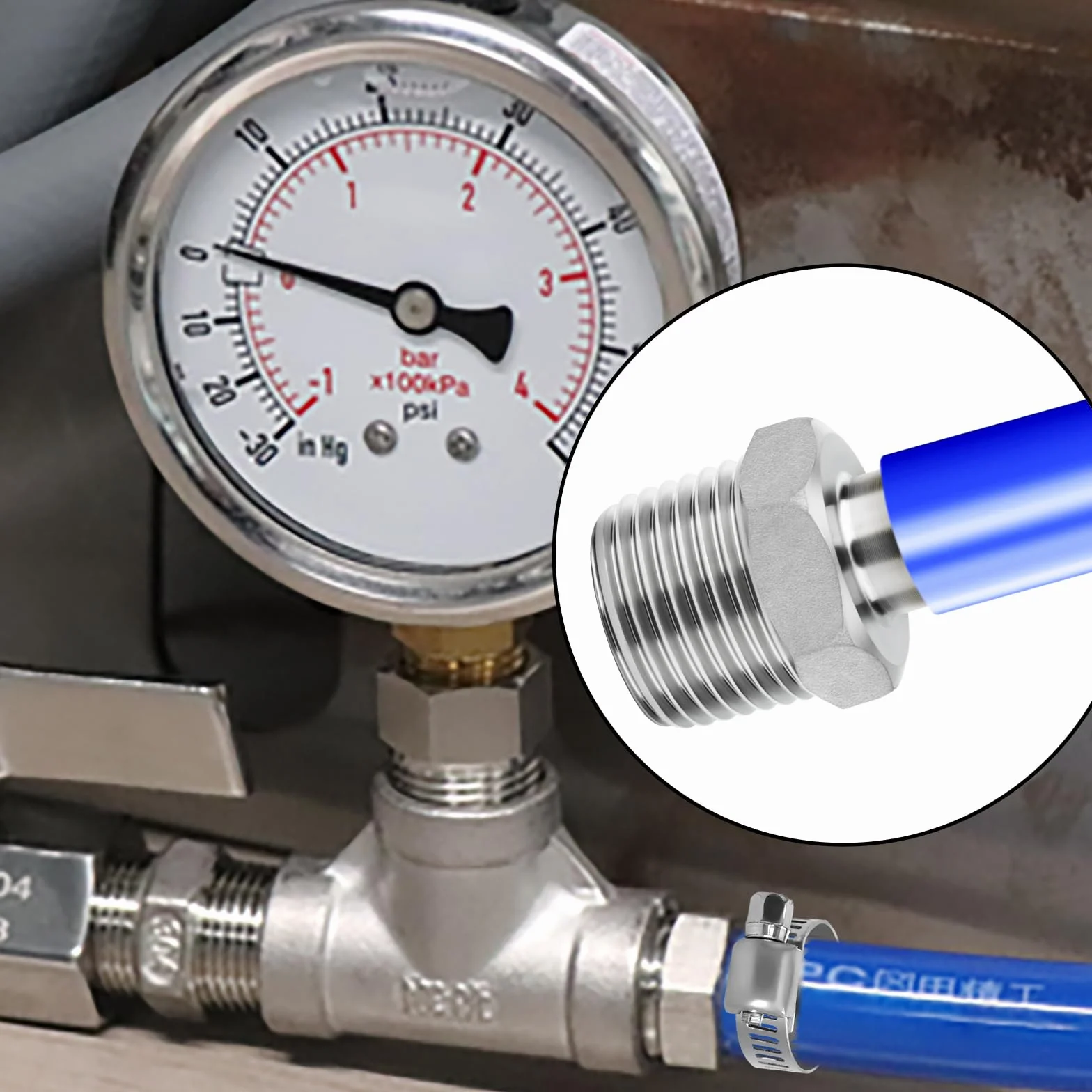 Racores de acero inoxidable 304 con espiga, 10 mm a rosca macho BSP de 3/8", conectores de compresión para agua, combustible, aire