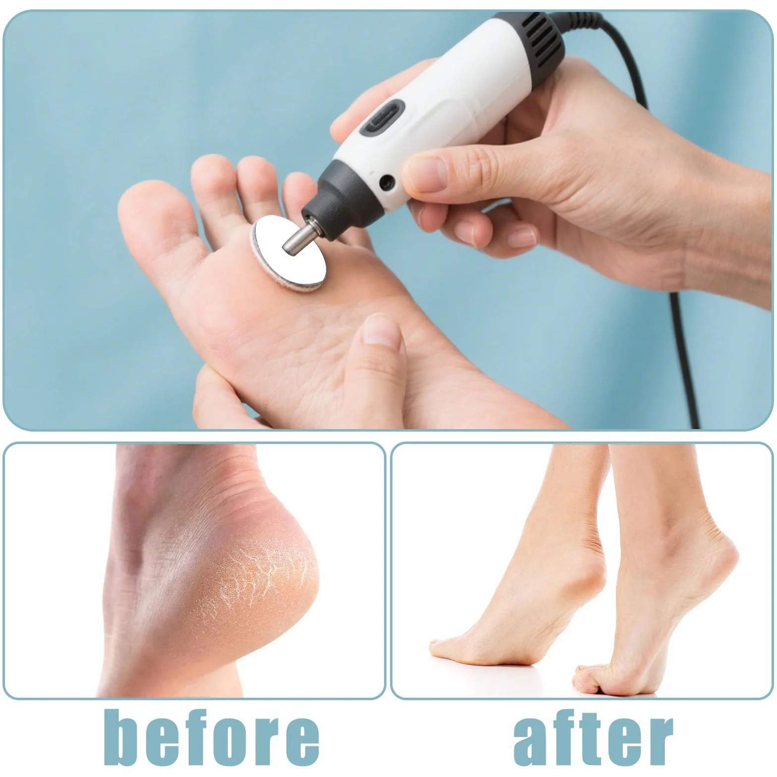 Discos abrasivos para pedicura 25 mm papel de lija grano 80 120 180 240 con 2 bases