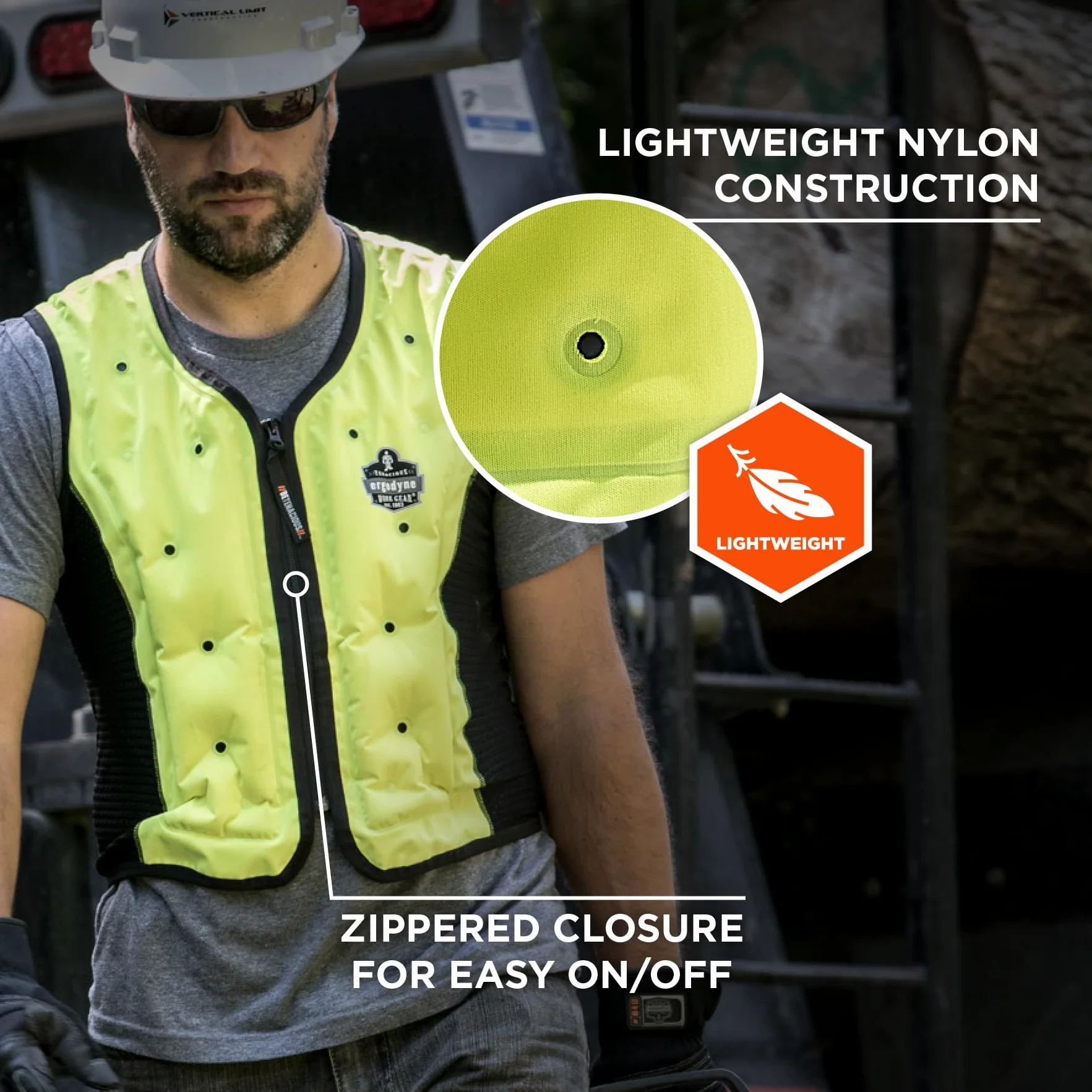 Ergodyne Chill-its 6685 Dry Evaporative Cooling Vest - Zipper Closure Chaleco refrigerante seco que favorece la evaporación. Unisex adulto (Pack de 1)