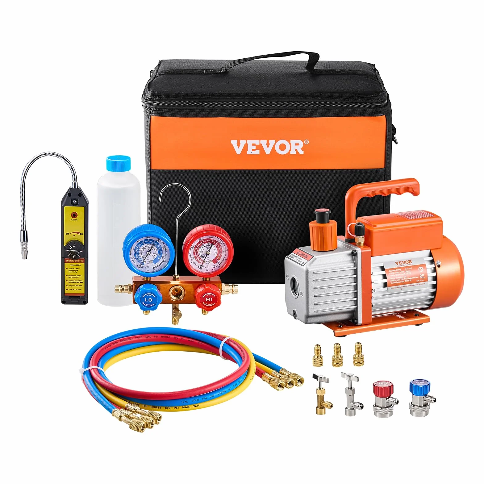 VEVOR Bomba de Vacío 4,5 CFM 1 Etapa Manómetro de Aire Acondicionado Kit Colector Refrigerante R134a R12 R22 R502a R410A R404 R407C