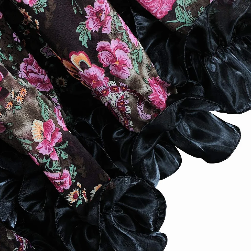 ROYAL SMEELA Falda de Gasa Baile Vientre para Mujer Full Voile Estilo Tribal Faldas de Flamenco Bohemio 360/720 Grados Floral Falda Danza Flamenca Faldas Danza del Vientre Trajes Danza del Vientre