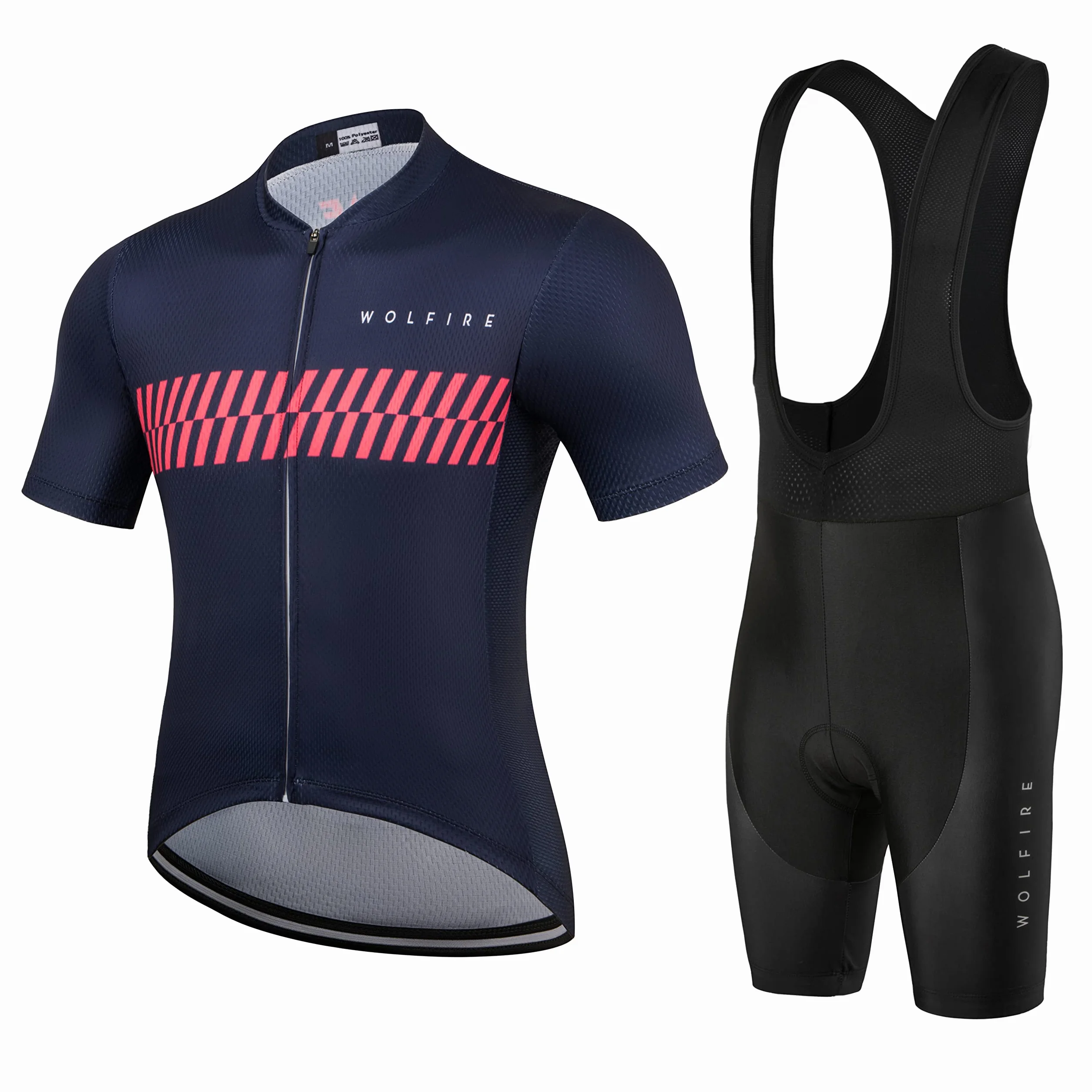 WOLFIRE Ropa Ciclismo Hombre con Gel Pad Bib Acolchado, Maillot y Culot MTB para Verano