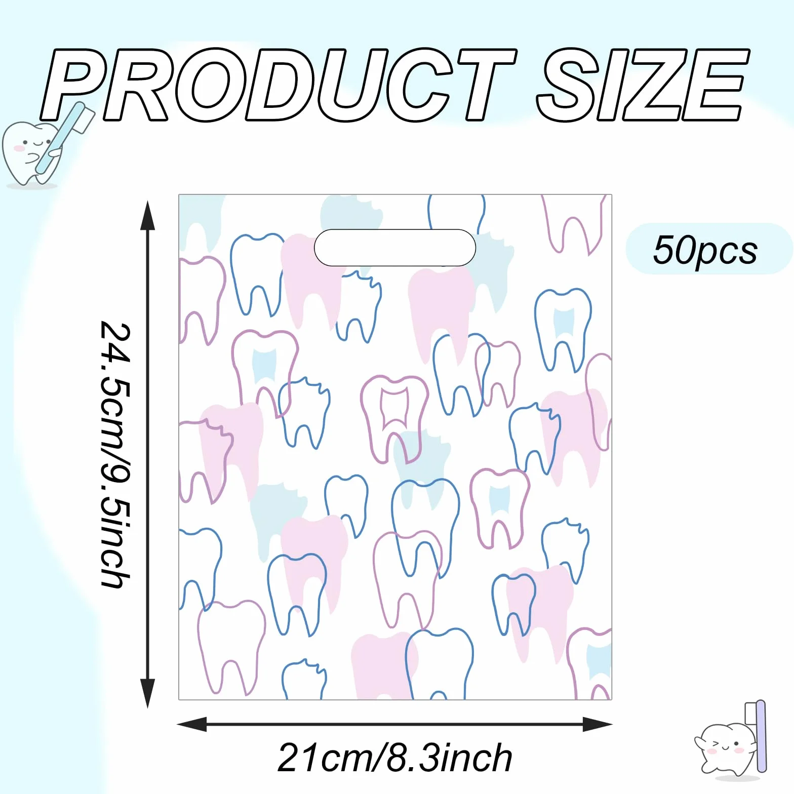 Bolsas dentales con asas 8.3 x 9.5 pulgadas paquete de 50 para pacientes dentistas clínica