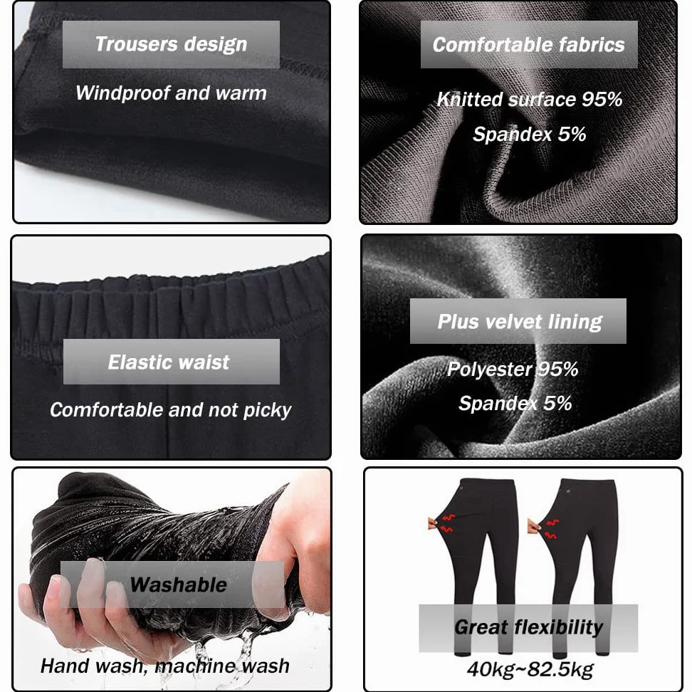 Ropa Interior térmica para Mujer, Ropa térmica Lavable de Invierno con interruptores eléctricos Independientes para Ciclismo al Aire Libre esquí (Negro L) (Negro XL)