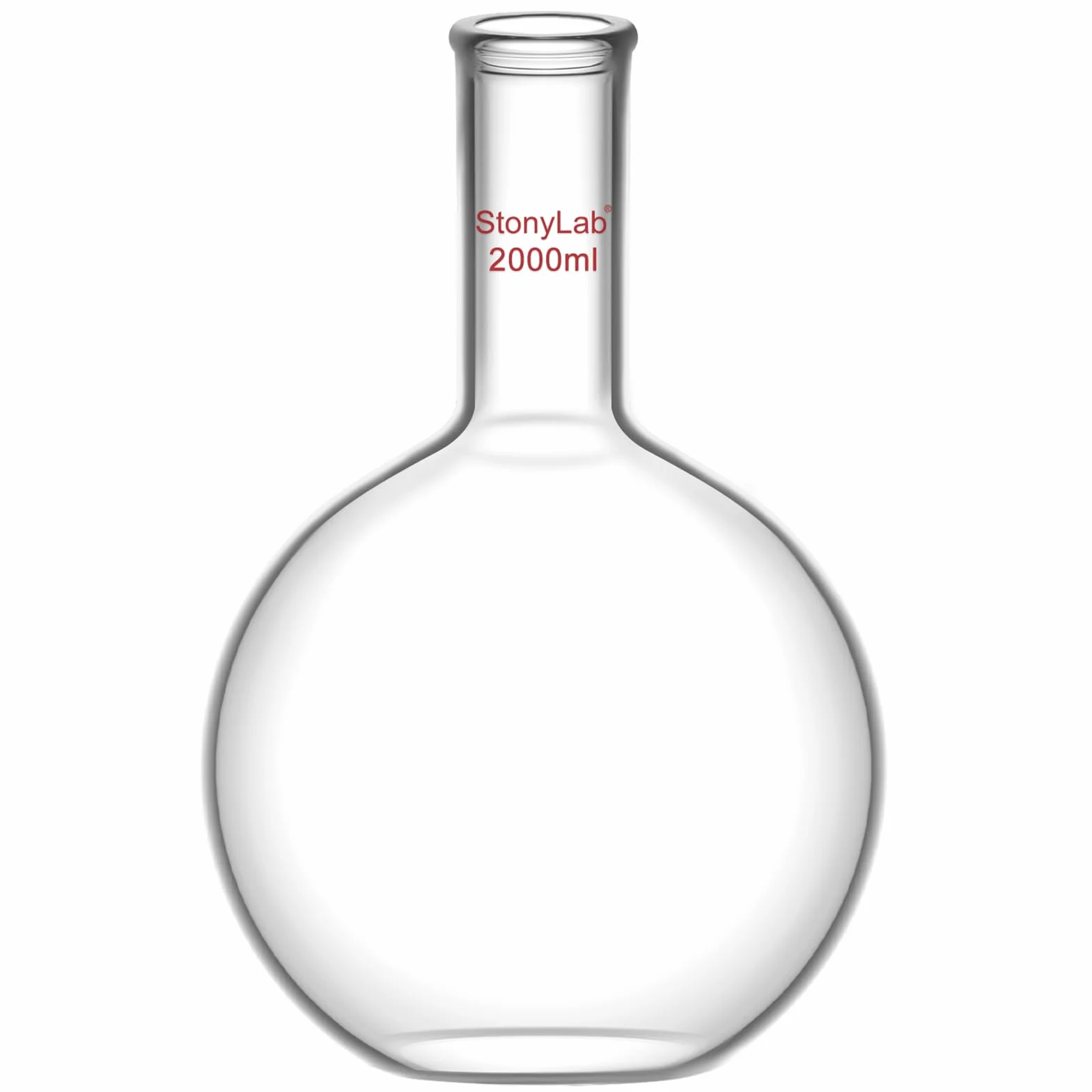 Matraz Fondo Plano 2000ml (2L) de Cristal Borosilicato Pared Gruesa con Cuello Largo Matraz Laboratorio