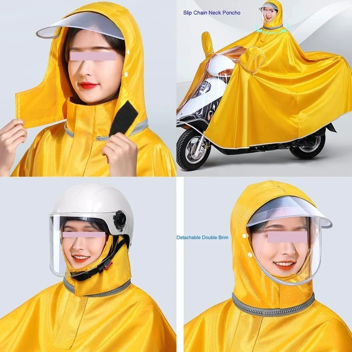 Poncho,Poncho de Lluvia,Cubierta de Lluvia con Capucha para Silla de Ruedas,Poncho de Bicicleta, Chubasquero de Ciclismo de Doble Uso Doble E Individual/Red/L